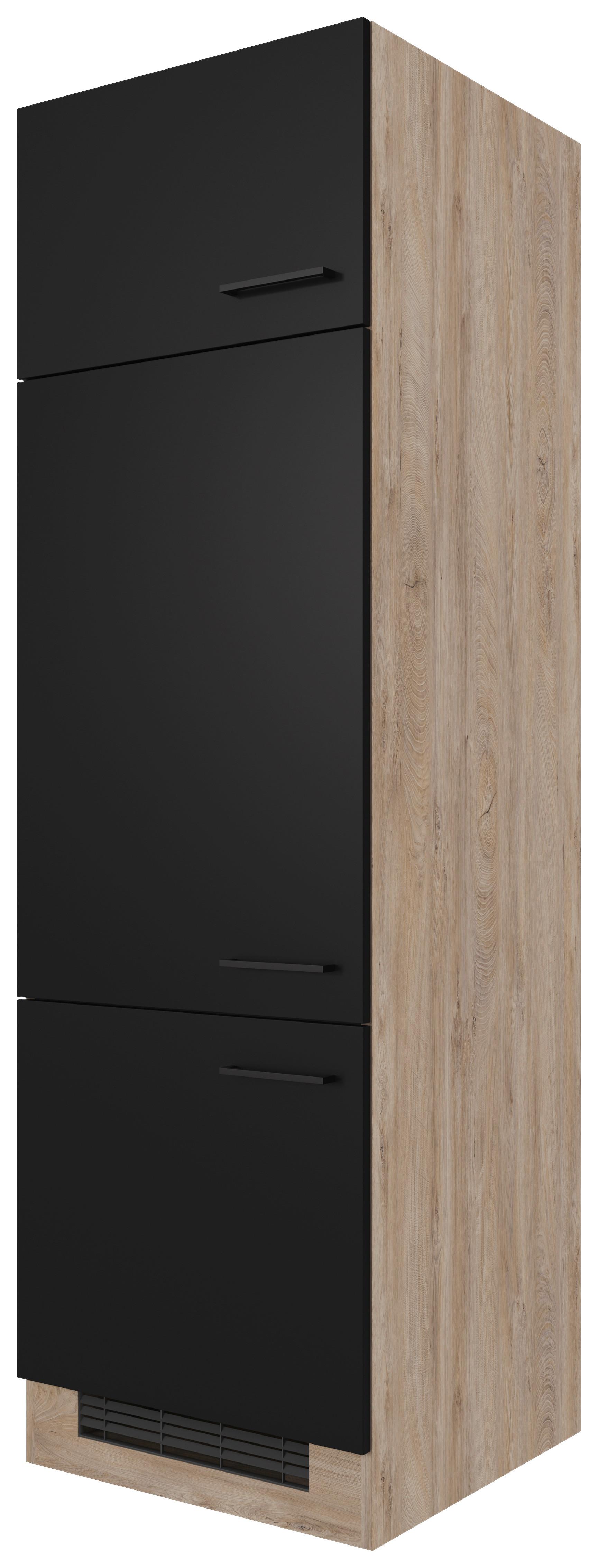 Geräteumbauschrank Capri Schwarz/Eichefarben - Eichefarben/Schwarz, KONVENTIONELL, Holzwerkstoff/Metall (60/200/57cm) - FlexWell