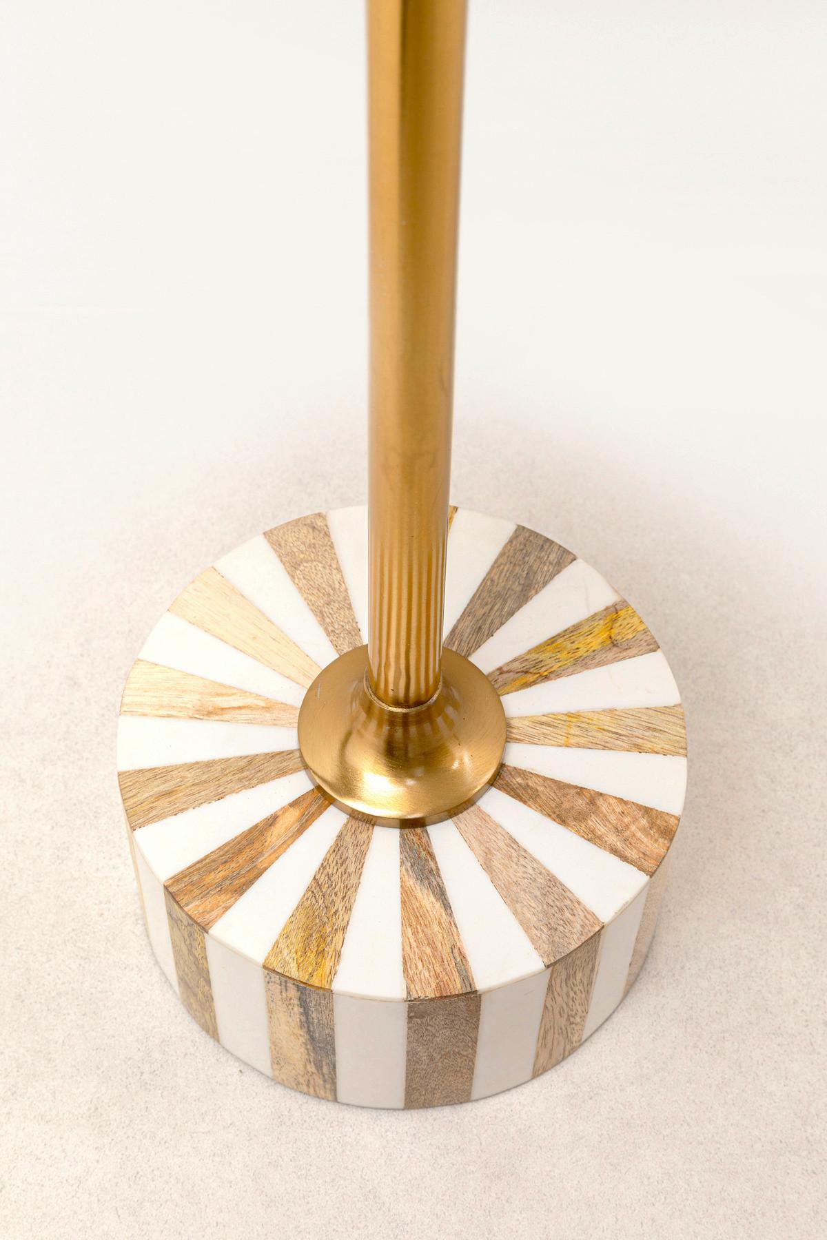 STOLIK BOCZNY DOMERO CIRQUE - biały/kolor złoty, Design, materiał drewnopochodny/tworzywo sztuczne (25/25/50cm) - Kare-Design