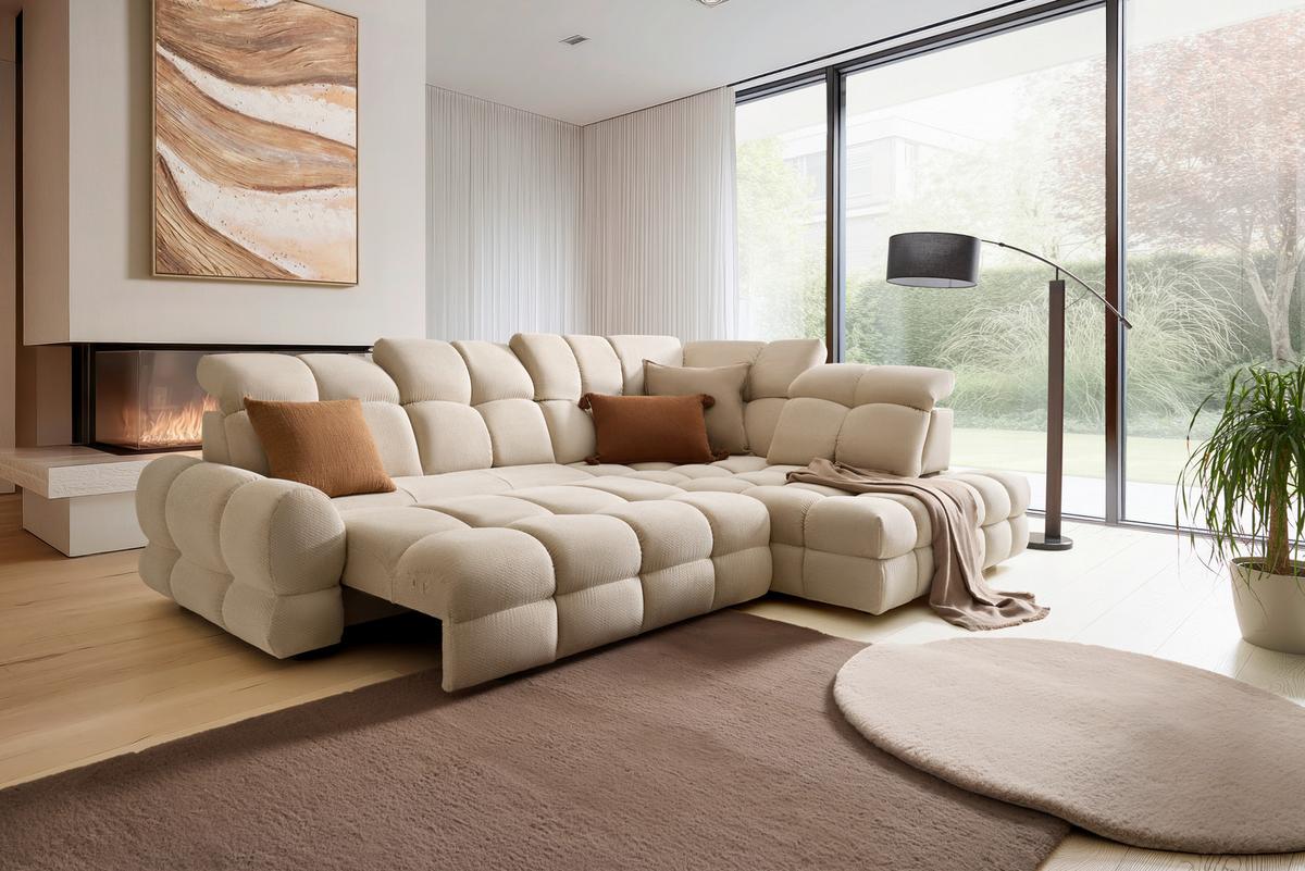 Ecksofa Tollo L Beige - Beige/Schwarz, MODERN, Holz/Holzwerkstoff (302/217cm) - Premium Living