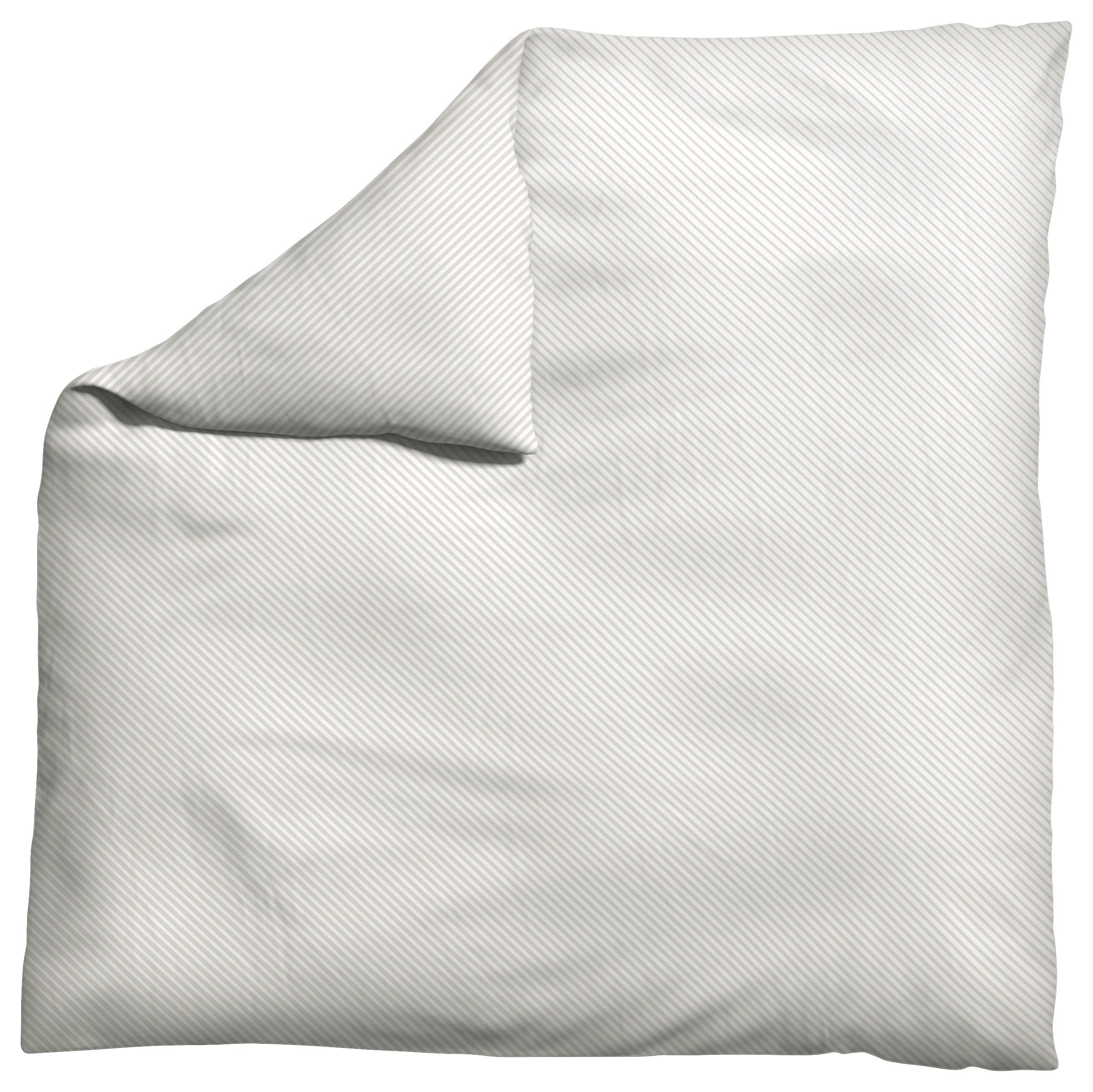 Bettdeckenbezug Woven Satin Weiß/Taupe ca. 200x200cm - Taupe/Weiß, Basics, Textil (200/200cm) - Schlafgut