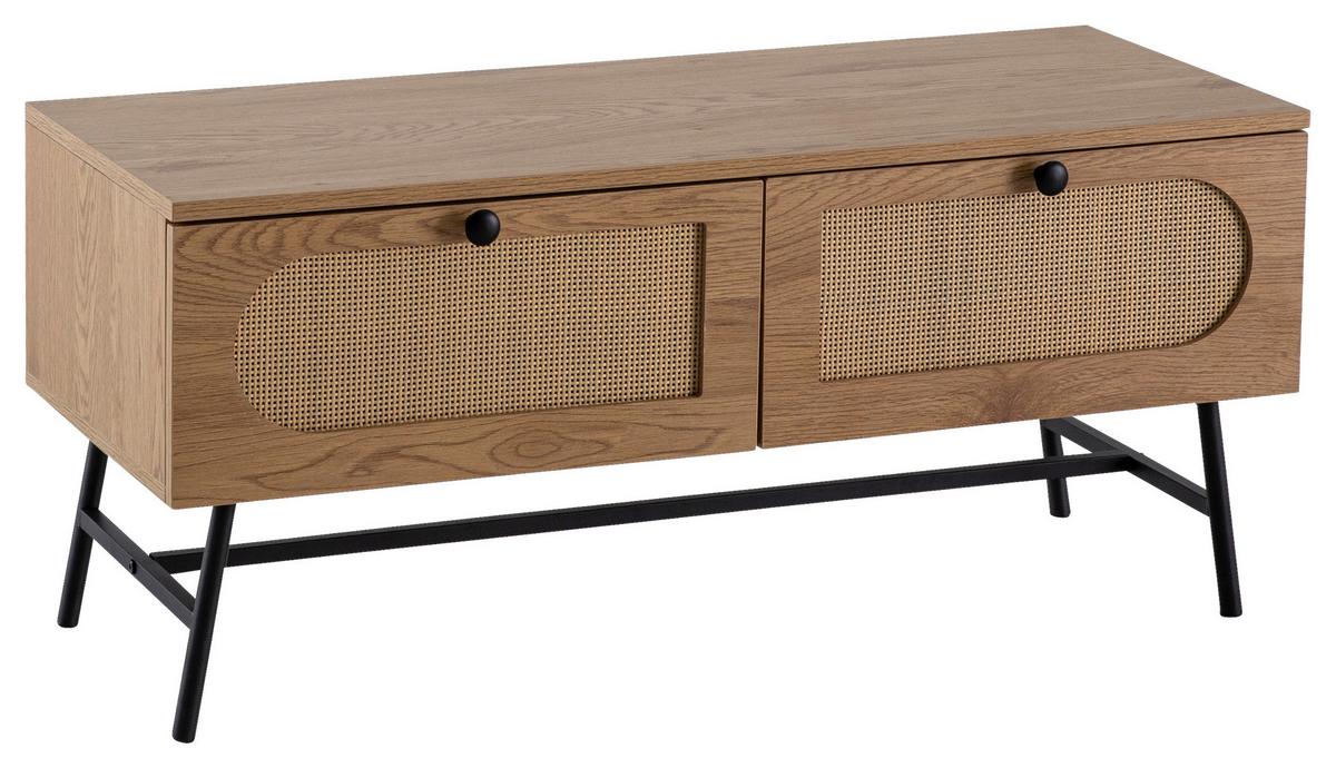 Nizka Omarica Sonoma, Videz Hrasta - črna/barve hrasta, Design, kovina/leseni material (100/45/40cm) - MID.YOU