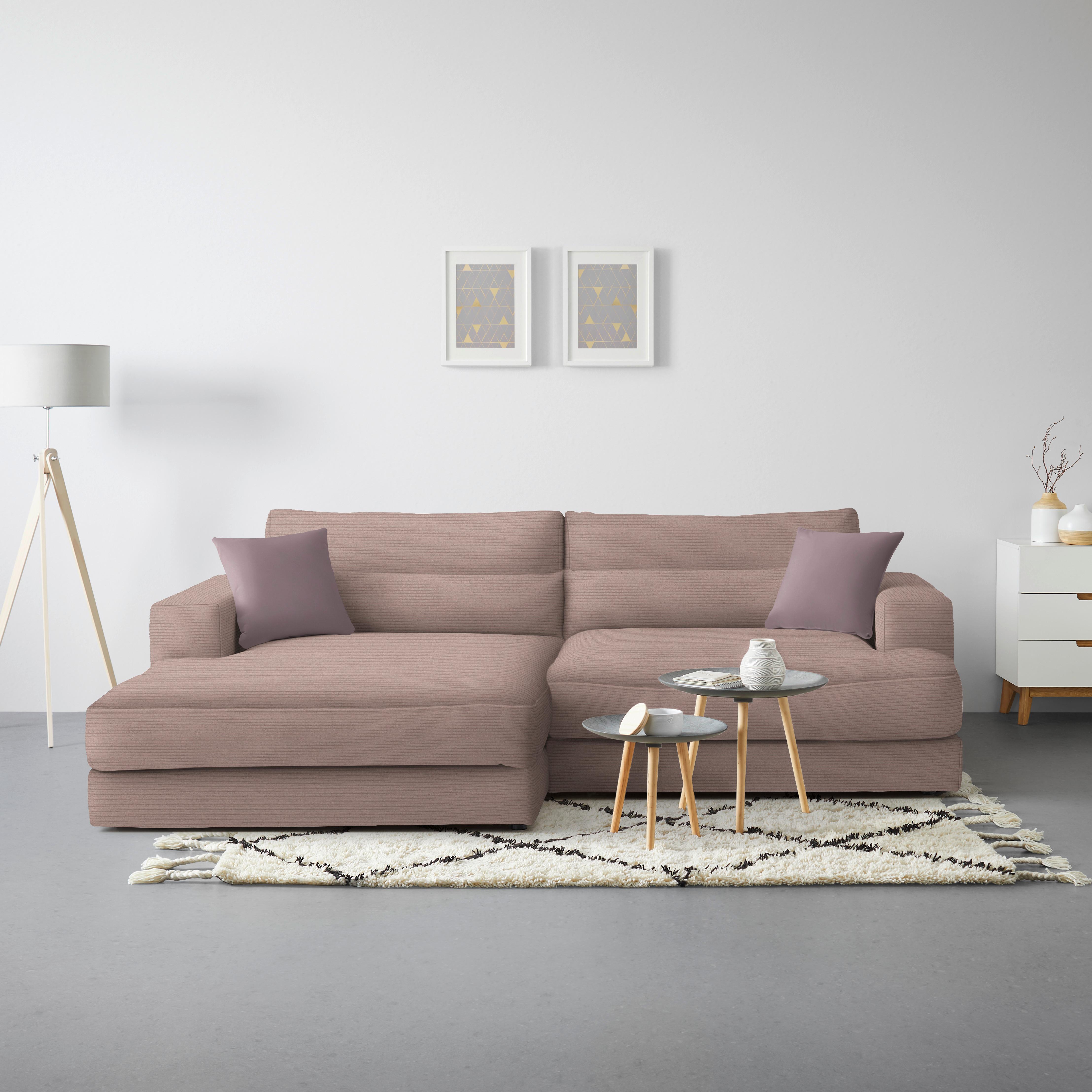 Ecksofa Fabiona links Flieder - Flieder/Schwarz, MODERN, Holz/Kunststoff (194/85/268cm) - Premium Living