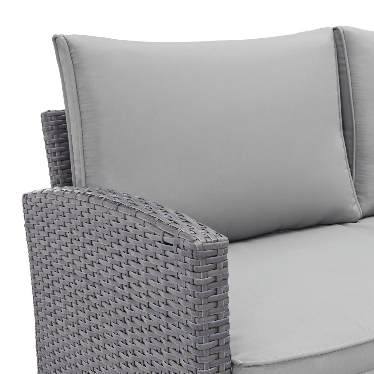 Loungegarnitur-Set Marrakesch 1 Grau aus Kunststoffgeflecht - Hellgrau/Schwarz, Modern, Glas/Kunststoff (181/70/240cm) - Mömax