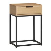 Nachttisch Schwarz/eichefarben - Eichefarben/Schwarz, Konventionell, Holzwerkstoff/Metall (40/60/28cm) - Mömax