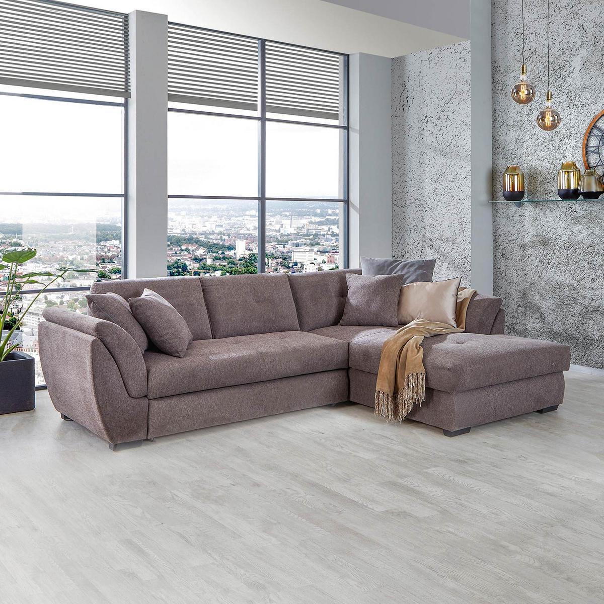 Sedežna Garnitura Berisso, Z Ležiščem In Predalom - rjava, Design, umetna masa/tekstil (278/187cm) - Mömax