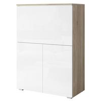 Sekretär VERA 90 Eichefarben, Weiß Hochglanz - Eichefarben/Weiß Hochglanz, Design, Holzwerkstoff/Kunststoff (90/125,1/42cm) - P & B