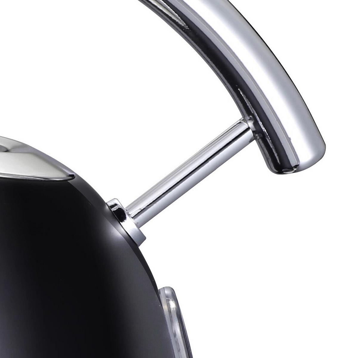 Wasserkocher Retro aus Edelstahl in Schwarz - Edelstahlfarben/Schwarz, KONVENTIONELL, Metall (24,1/26,7cm) - Insido