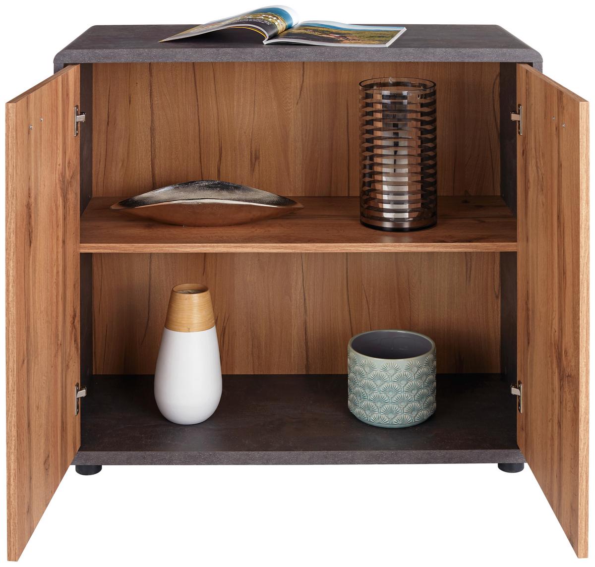 Komoda Fontana New Ftk01 - boje hrasta/tamno siva, Moderno, drvni materijal/plastika (89,2/87,2/40cm) - Modern Living