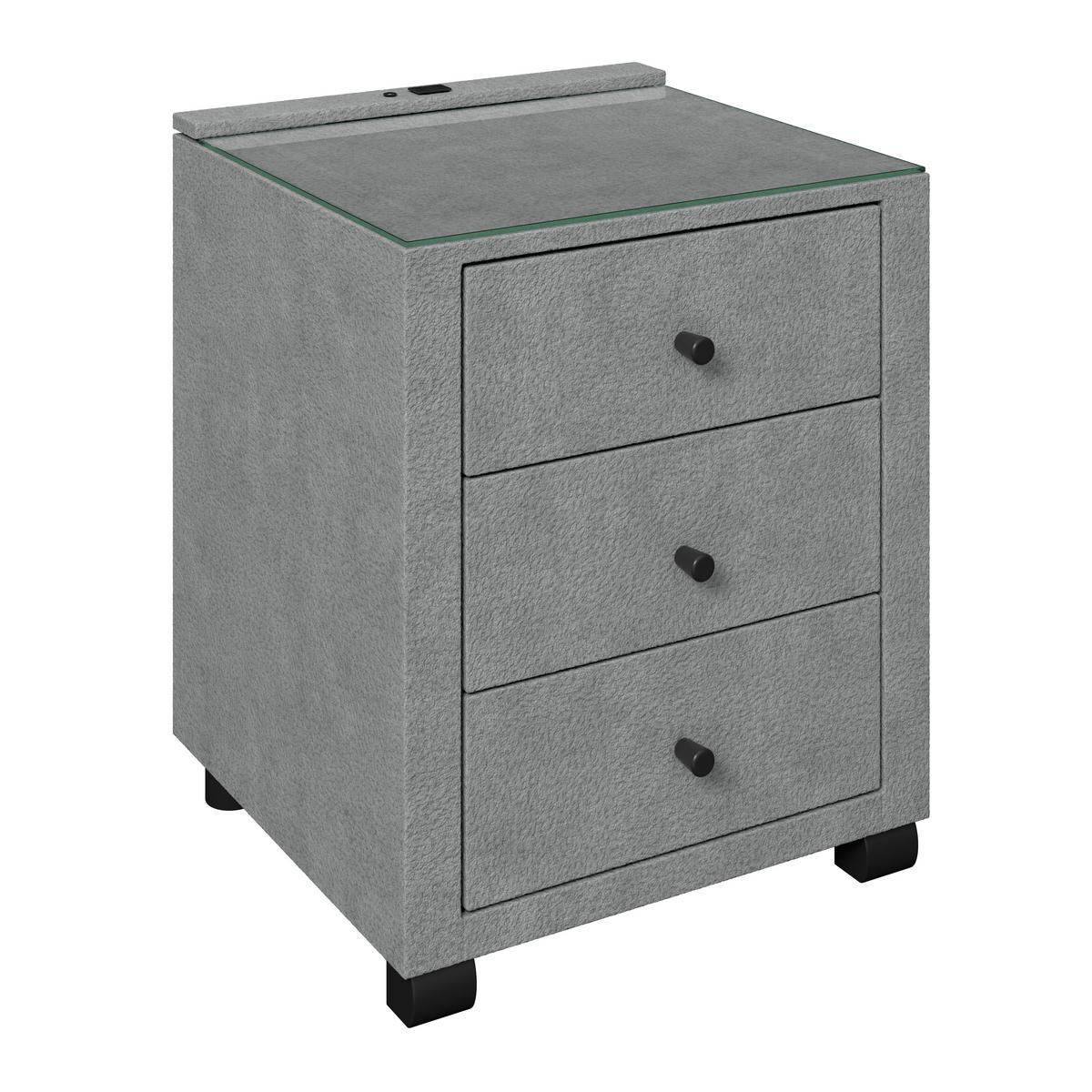 Noćni Ormarić Elysia - tamno siva, Trend, staklo/drvni materijal (48/68/45,5cm) - Premium Living