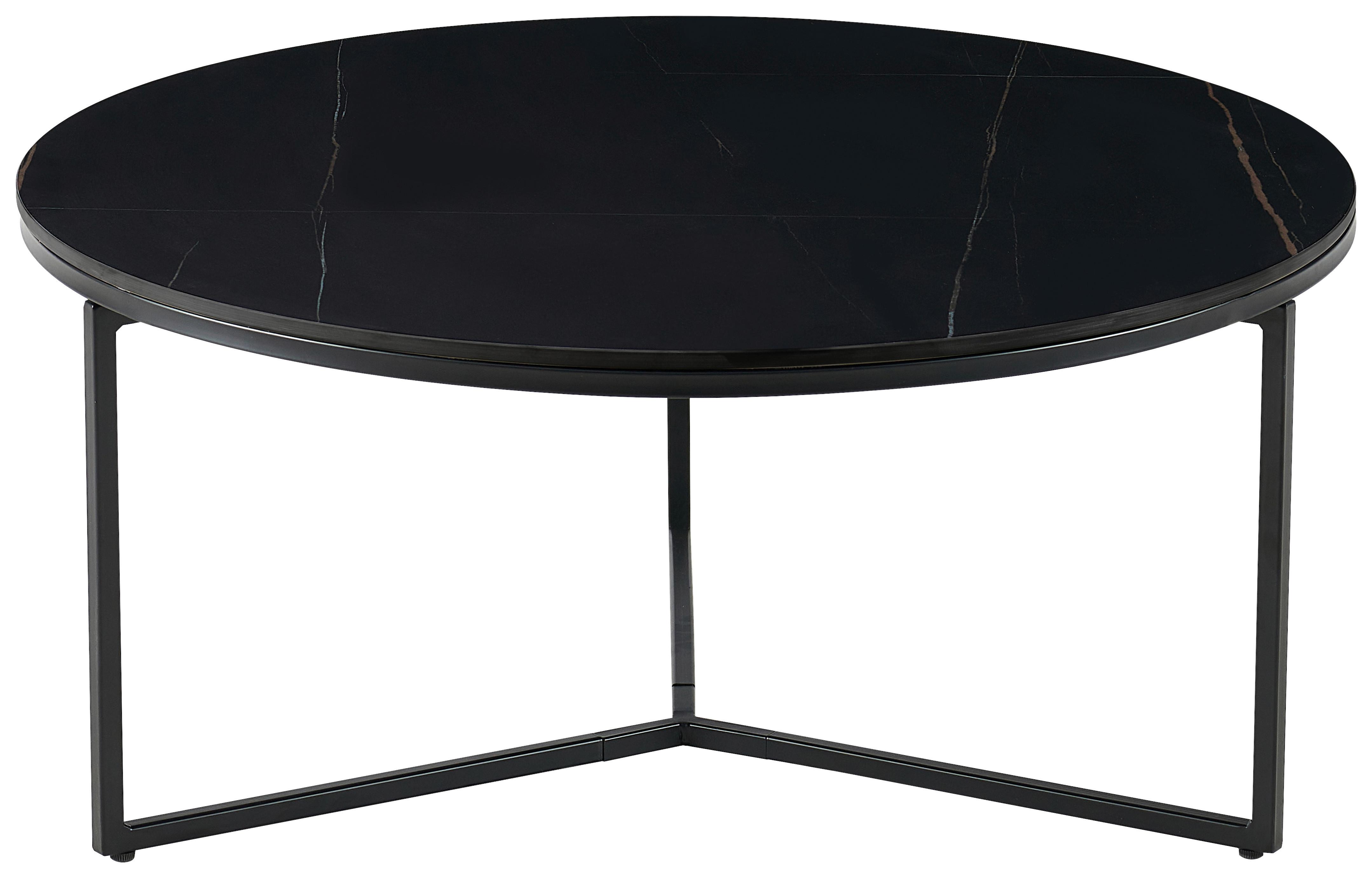 STOLIK KAWOWY RIJEKA - czarny, Design, metal/ceramika (80/80/37cm) - Livetastic