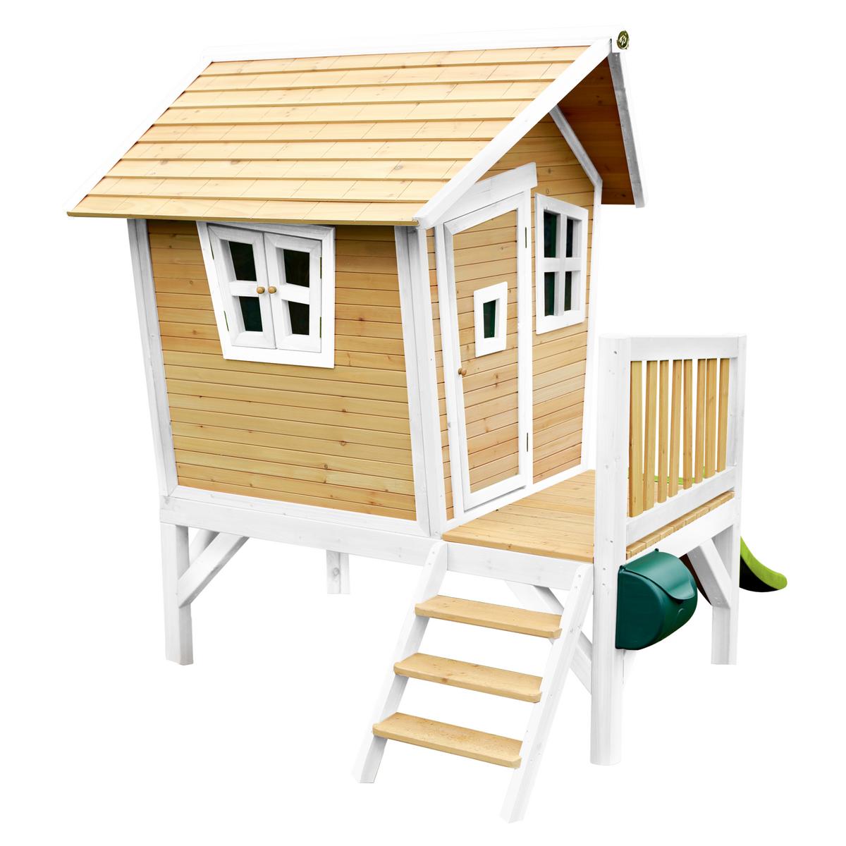 Spielturm Robin aus Zedernholz - Braun/Weiß, Basics, Holz/Kunststoff (264/203/177cm) - Ambia Garden