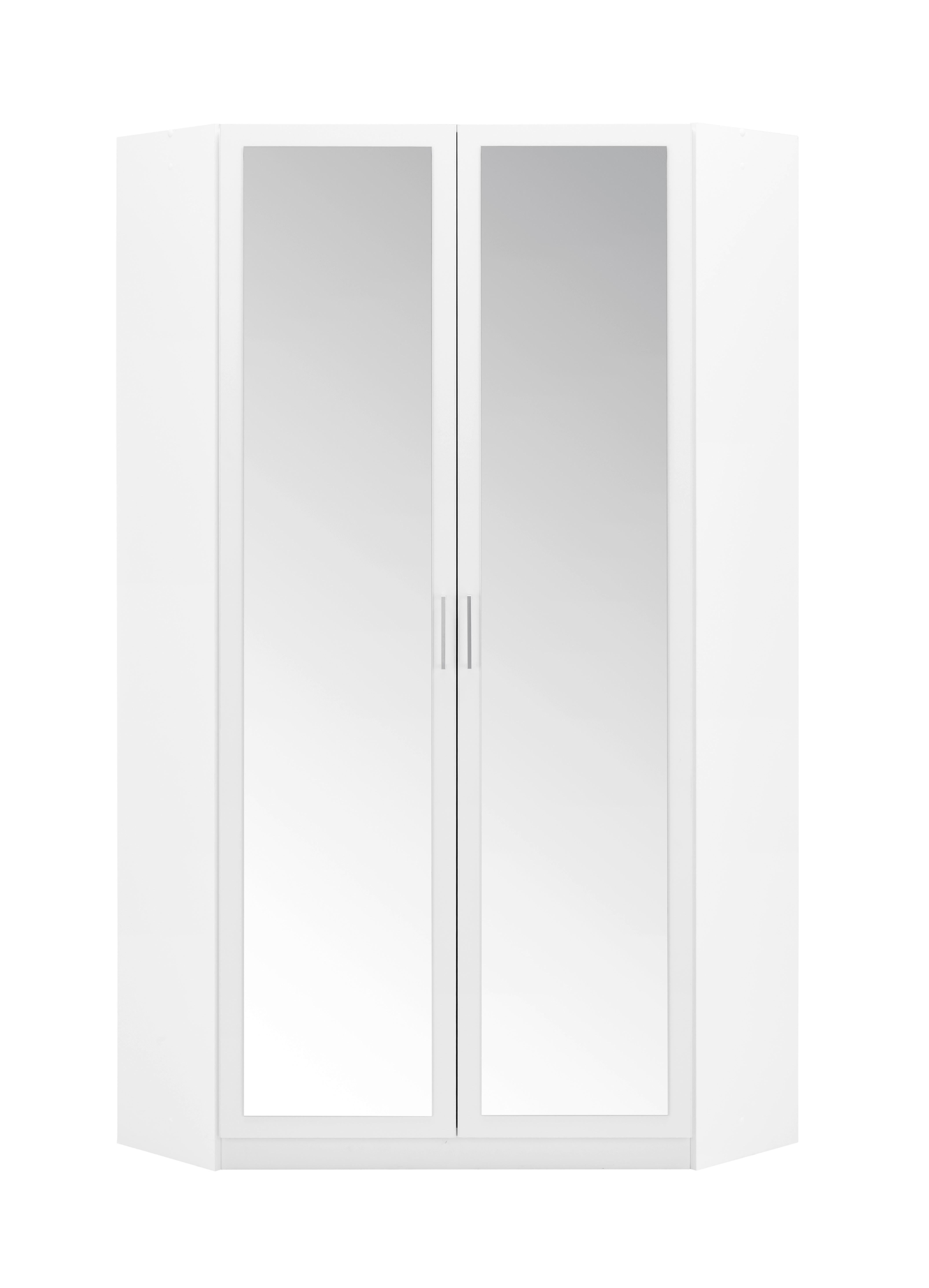 Kotna Omara Za Oblačila Click, Bela, Ogledalo - bela/barve aluminija, Konvencionalno, umetna masa/leseni material (95/198/95cm) - Modern Living