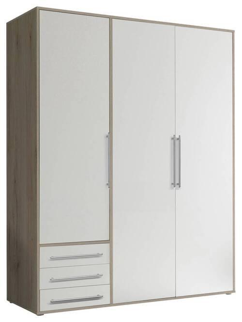 Omara S Klasičnimi Vrati Lyss, Bela, Hrast, 155 Cm - srebrne barve/bela, Moderno, umetna masa/leseni material (155/194/58cm) - Livetastic