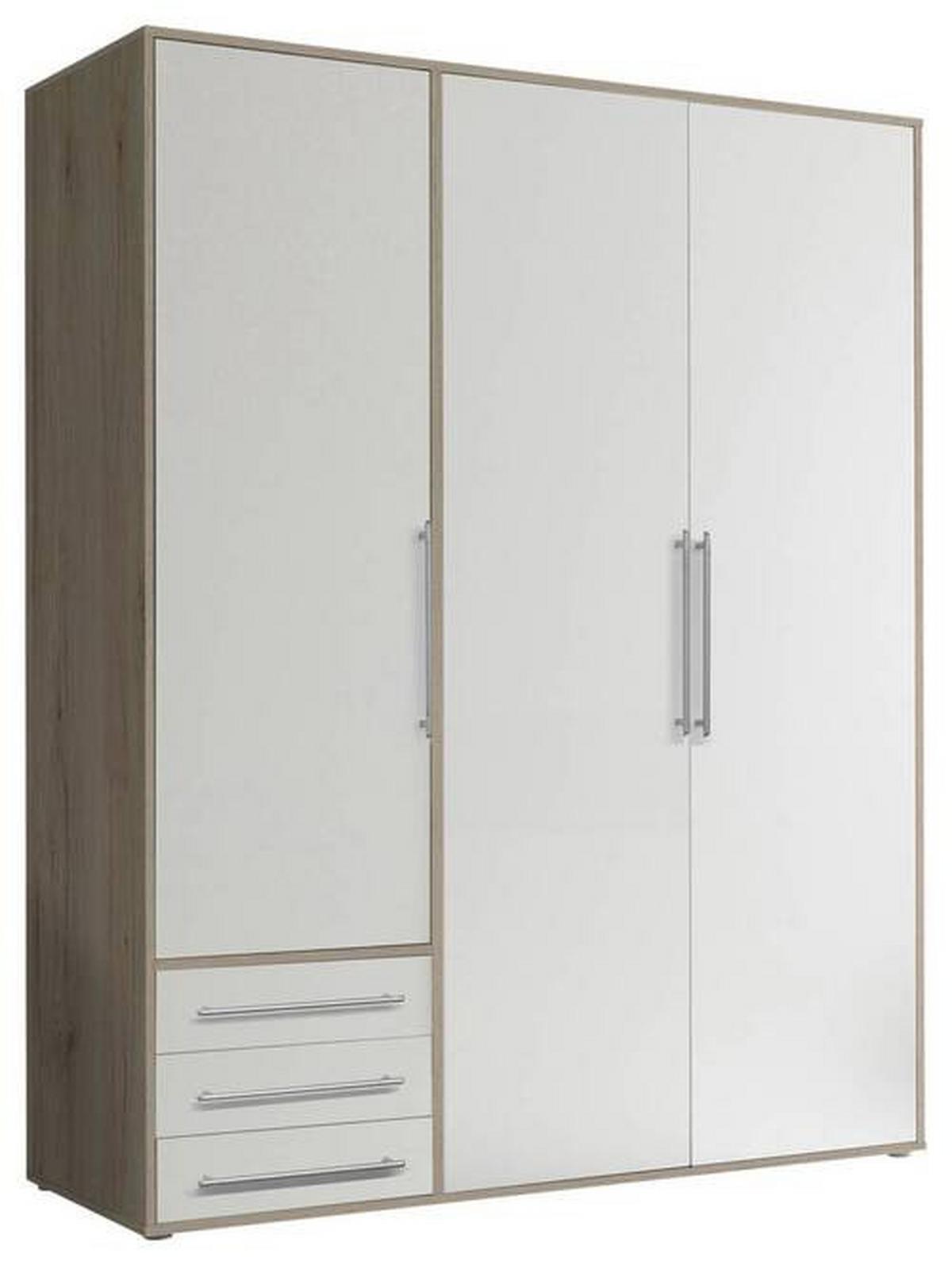 Omara S Klasičnimi Vrati Lyss, Bela, Hrast, 155 Cm - srebrne barve/bela, Moderno, umetna masa/leseni material (155/194/58cm) - Livetastic