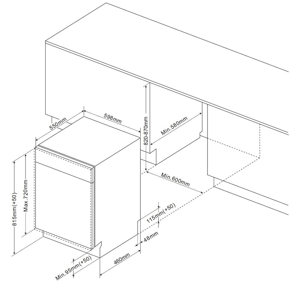 Geschirrspüler 50645 Schwarz - Schwarz, MODERN, Metall (59,8/81,5/55cm) - Mican