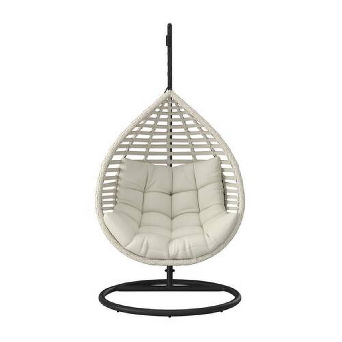 Hängesessel Nancy Creme Metall/Kunststoff/Outdoorstoff - Dunkelgrau/Creme, MODERN, Kunststoff/Textil (105/196/120cm) - Bessagi Garden