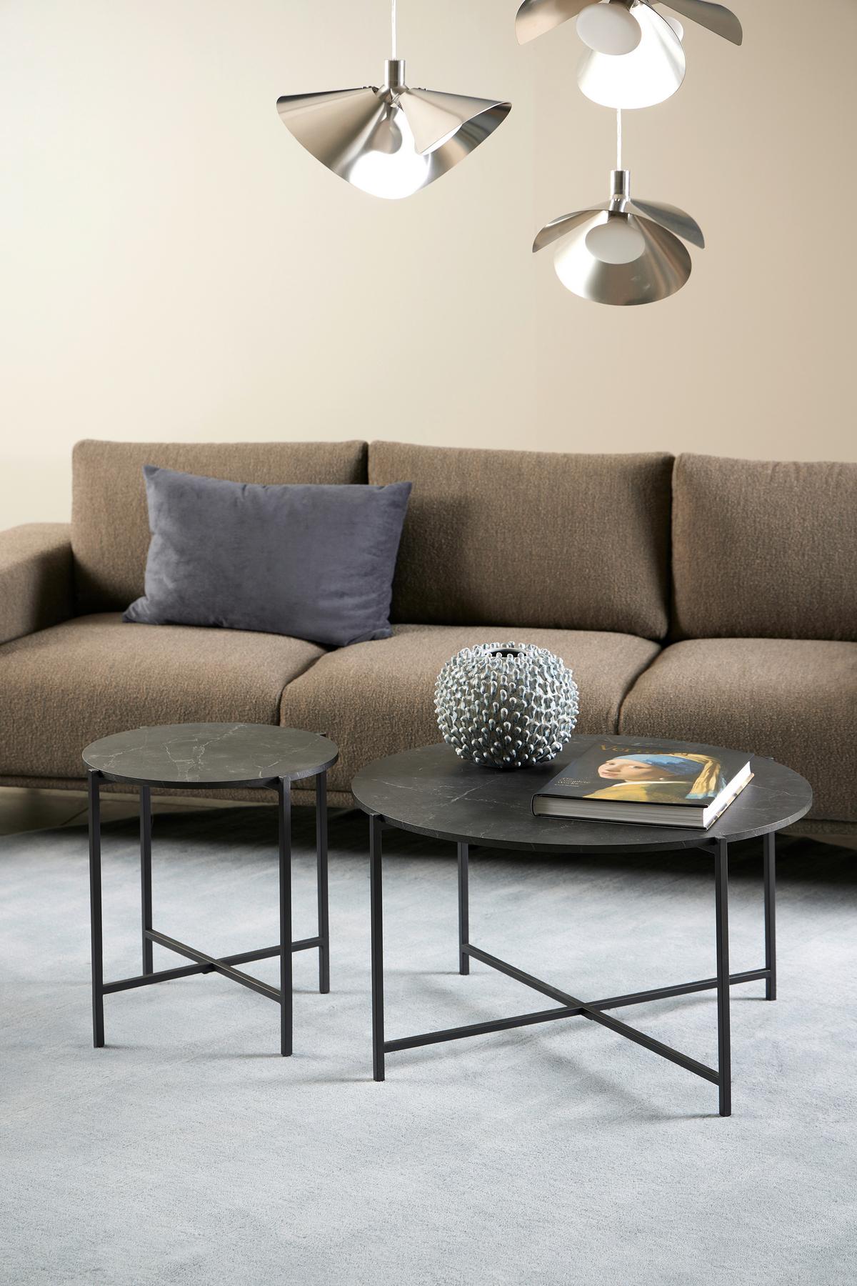 Măsuță de cafea LAMOINE - negru, Modern, metal/material pe bază de lemn (70/70/42cm) - Modern Living