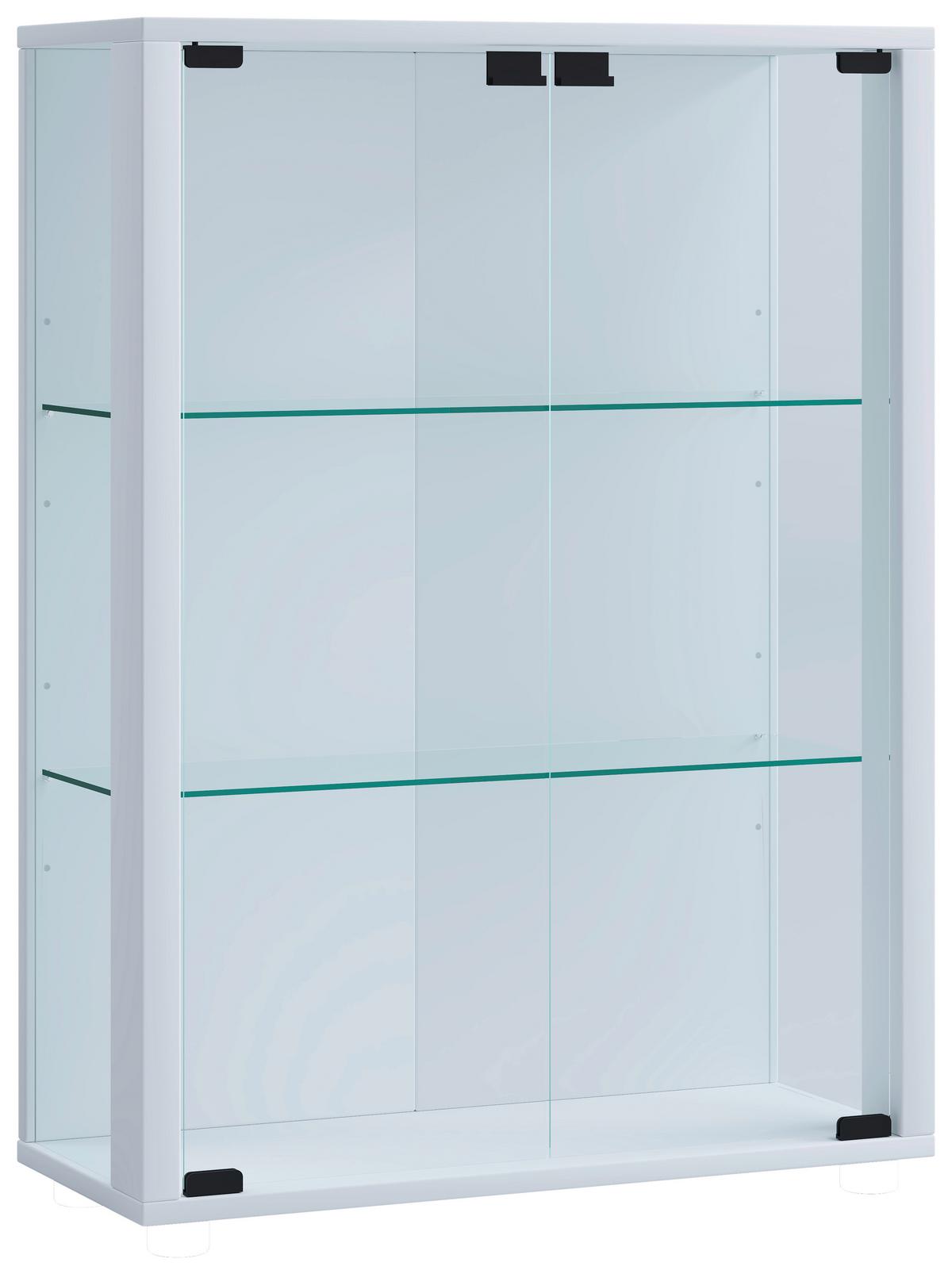 Viseča Vitrina Udina, Bela, Led - črna/bela, Konvencionalno, umetna masa/steklo (60/80/25cm) - MID.YOU
