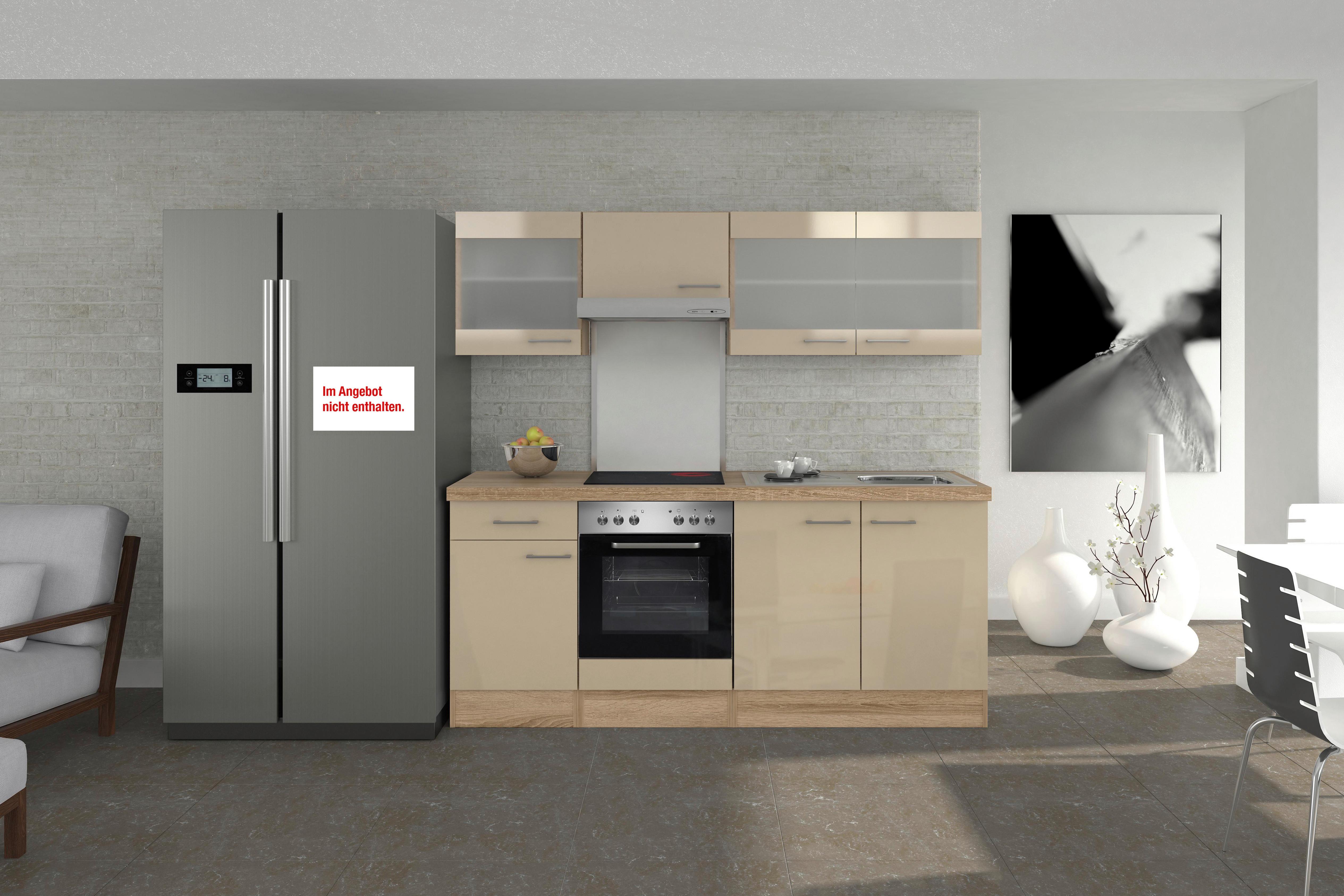 Kuhinjski Blok Z Aparati Nepal, Kašmir, Barva Hrasta - barve nerjavečega jekla/kašmir, Moderno, kovina/leseni material (210cm) - FlexWell