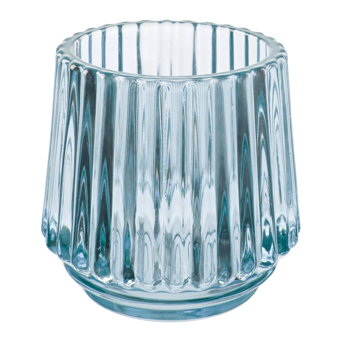 Suport de lumânare antivânt Tiago - albastru/străveziu, Konventionell, sticlă (7/7cm) - Mömax