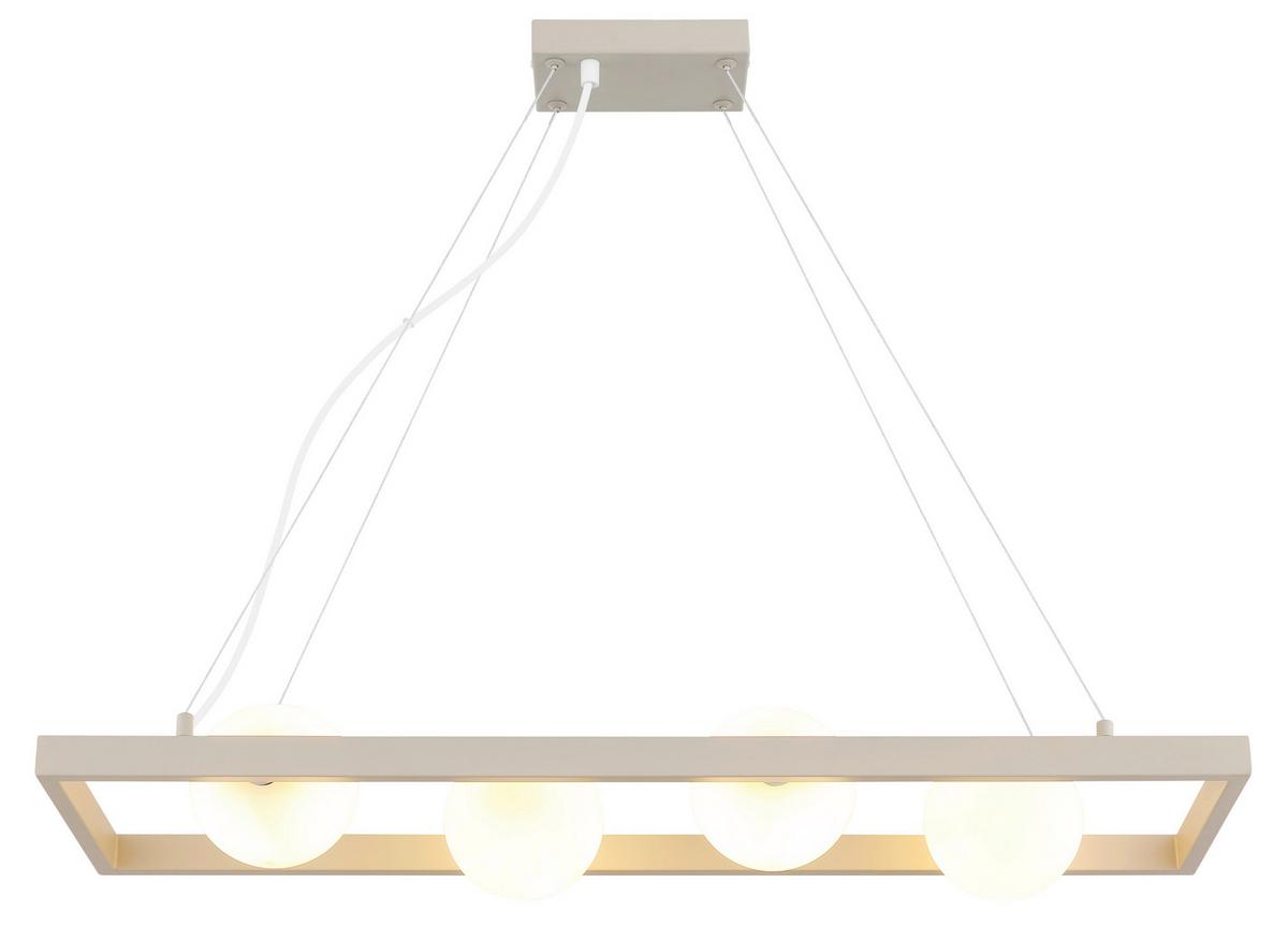 Viseća Svjetiljka Nanda - bijela/boje pijeska, Design, staklo/metal (84/24/150cm) - Globo