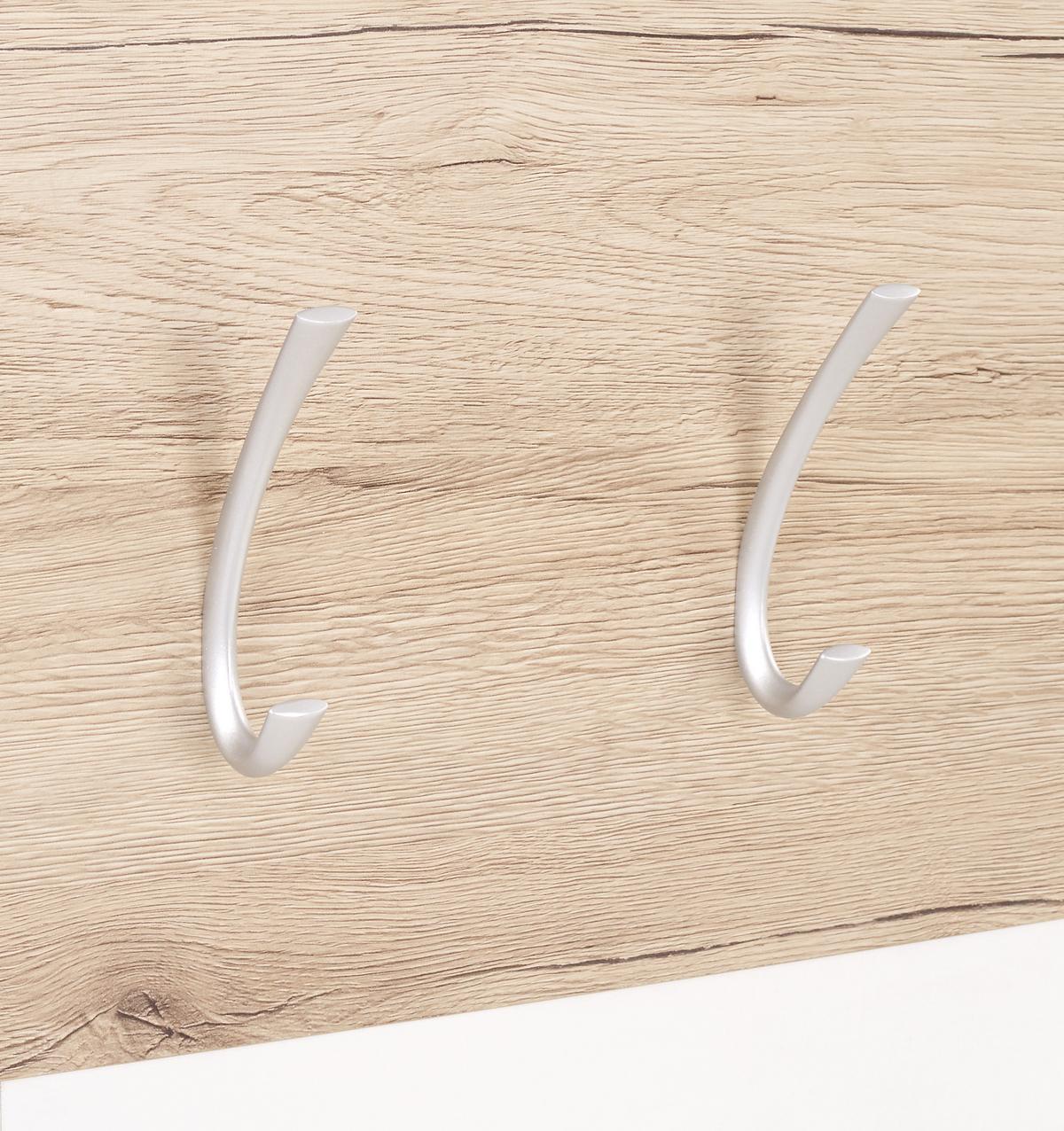 Panou cuier Moya - alb/culoare lemn stejar, Modern, plastic/material pe bază de lemn (70/99/2cm) - Modern Living