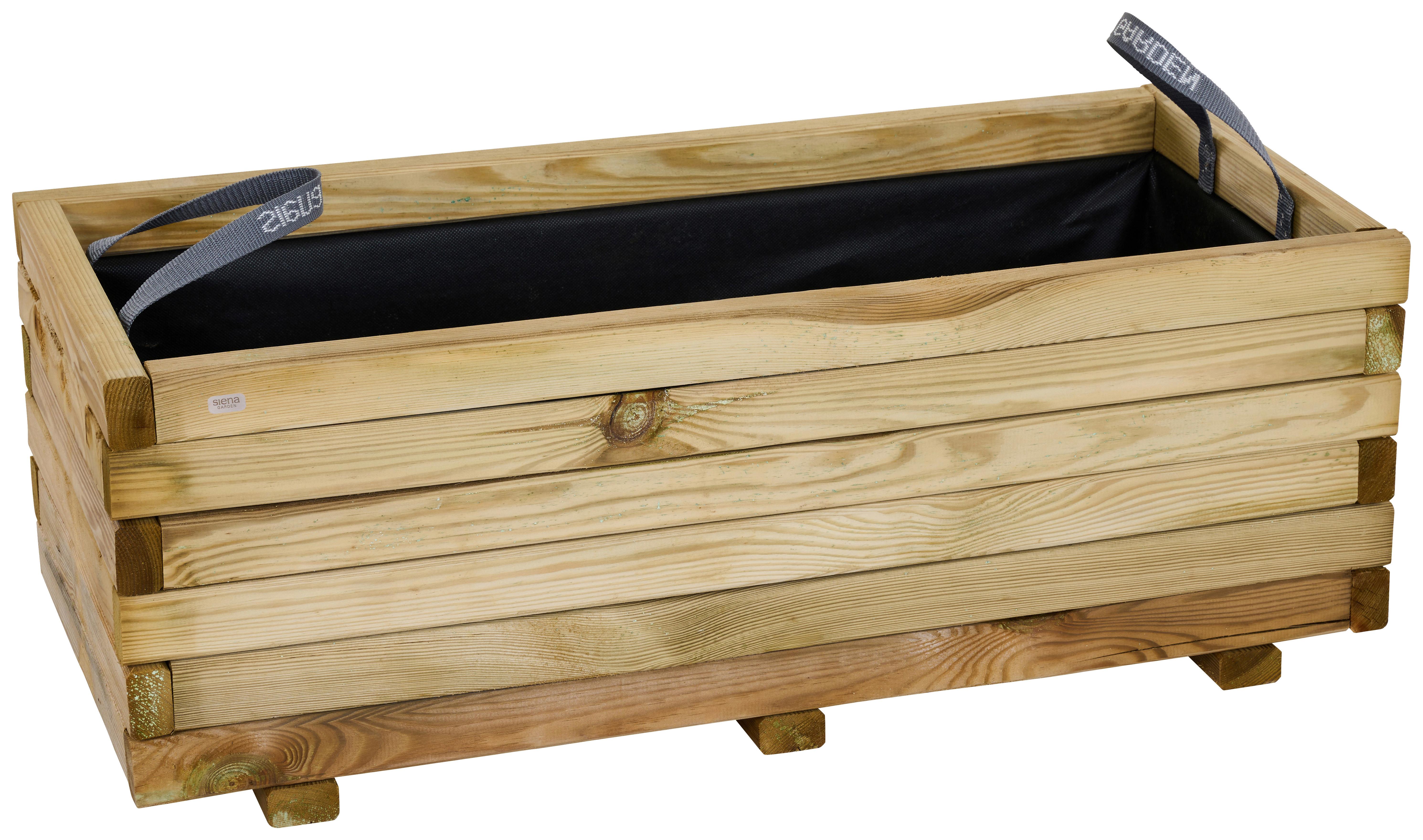 Blumenkasten Kieferfarben/Schwarz - Schwarz/Kieferfarben, Basics, Holz/Textil (90/40/33cm) - Siena Garden