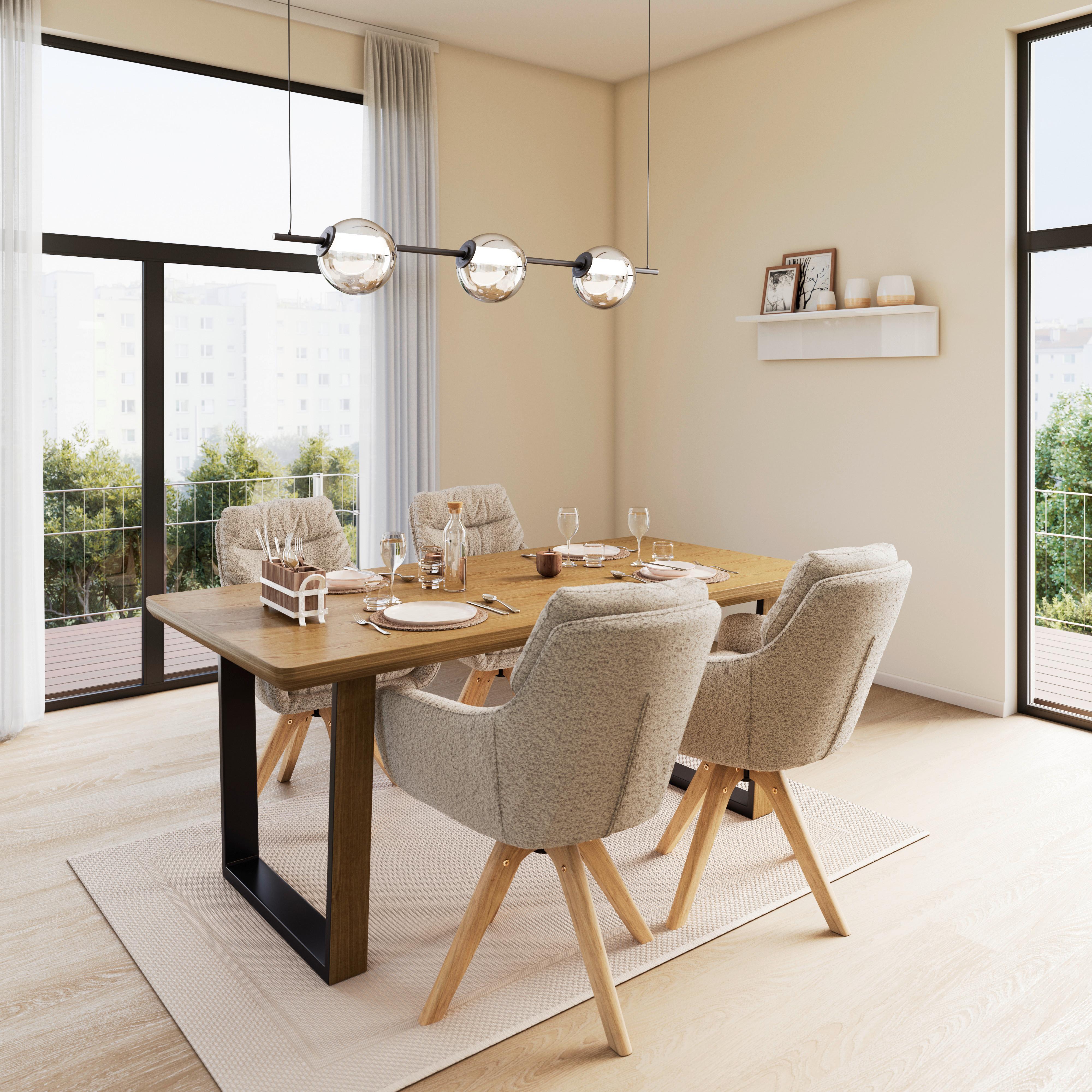 Armlehnstuhl Juana Hellgrau Bouclé Drehbar Gepolstert - Beige/Hellgrau, MODERN, Holz/Textil (61/93/65cm) - Bessagi Home