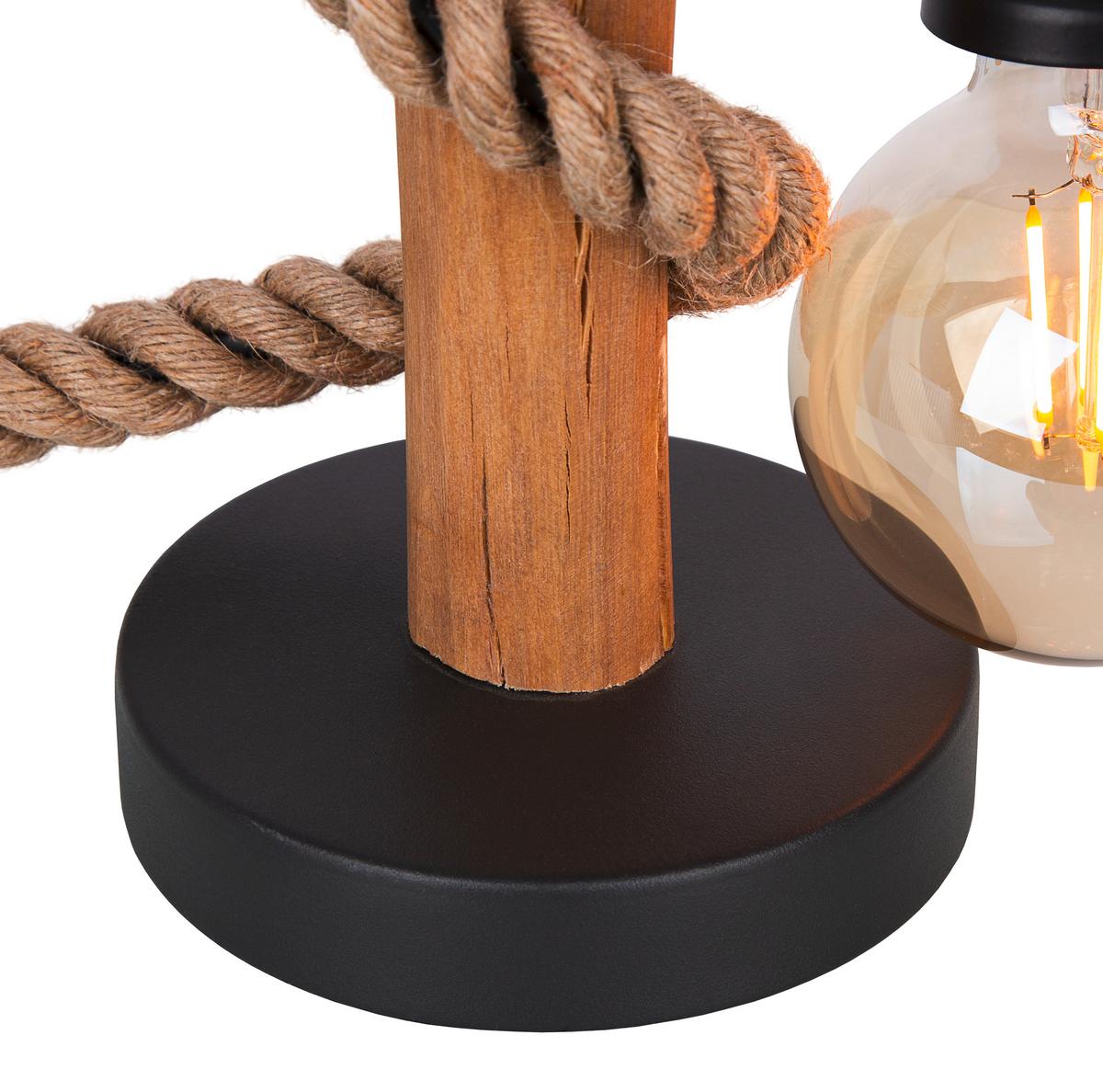 LAMPA STOŁOWA 52060146X NERIDA - kolor dębowy/czarny, Natur, metal/drewno (40cm) - Globo