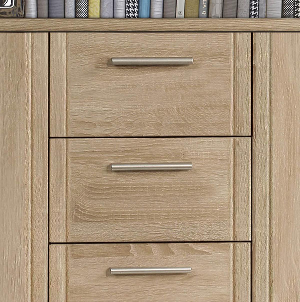 Sideboard "Gloria" , Eiche - Alufarben/Schwarz, Basics, Holzwerkstoff/Kunststoff (147/84.3/41cm)