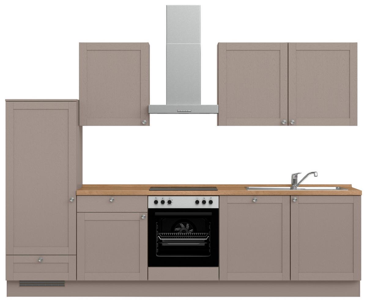 Küchenleerblock Frame Low o. Geräte Beigebraun - Edelstahlfarben/Eichefarben, MODERN, Holzwerkstoff/Metall (300cm) - Nobilia