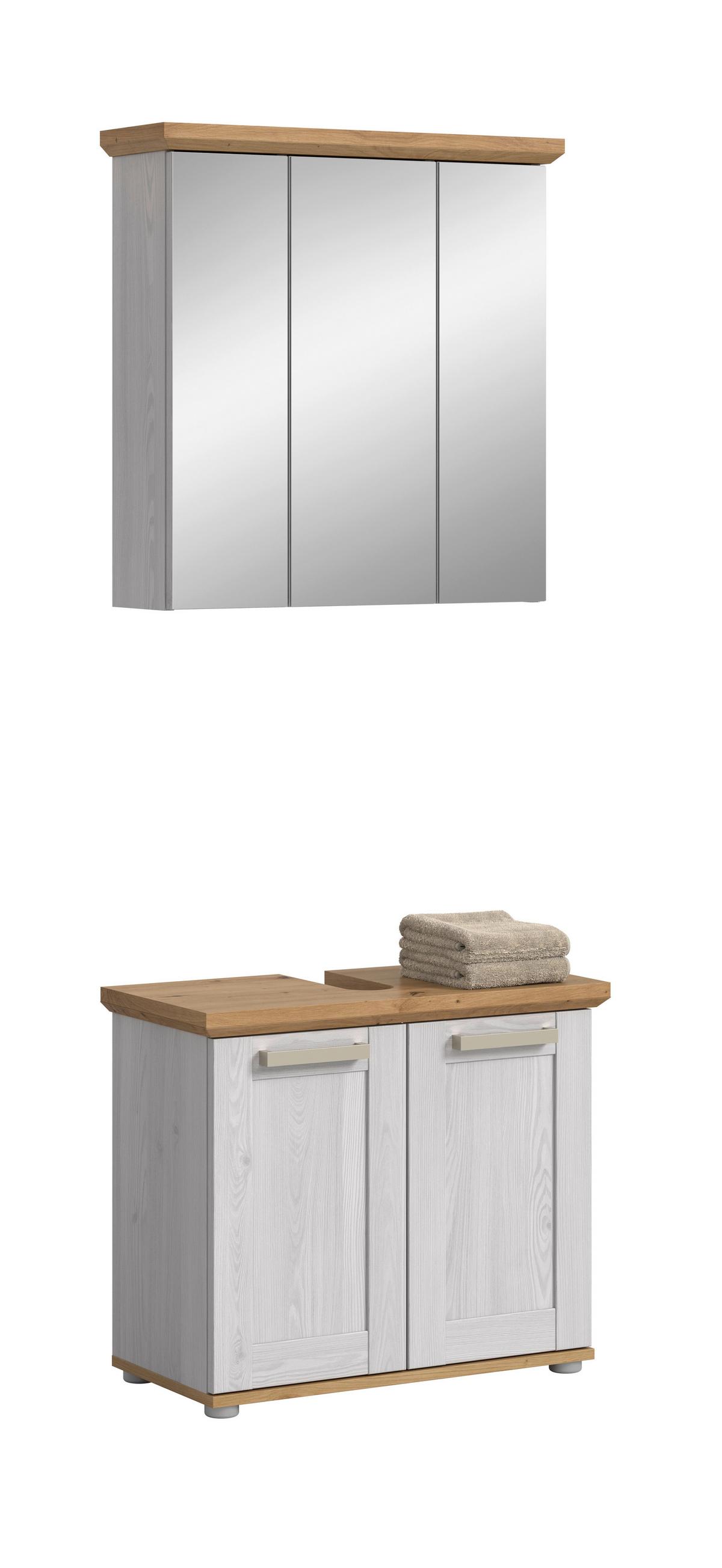 Badezimmer Verona Lärchenfarben/Eiche Artisan - Silberfarben/Lärchefarben, Trend, Glas/Holzwerkstoff (69cm) - MID.YOU