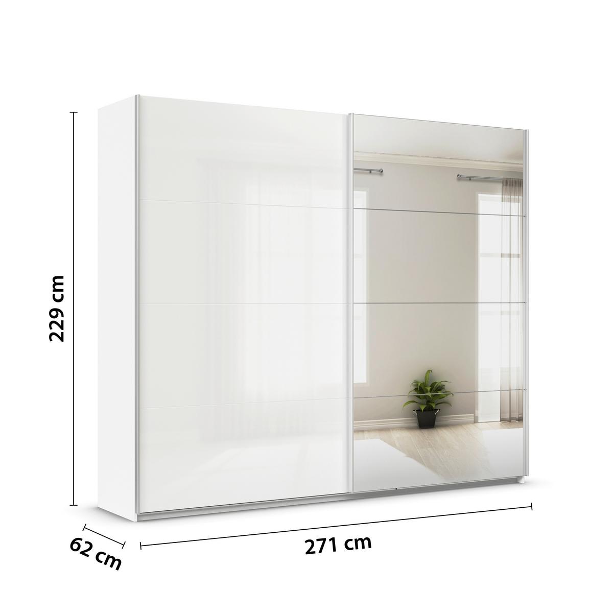 DULAP USI CULISANTE FELDKIRCH - argintiu/alb, Modern, material pe bază de lemn (271/229/62cm)