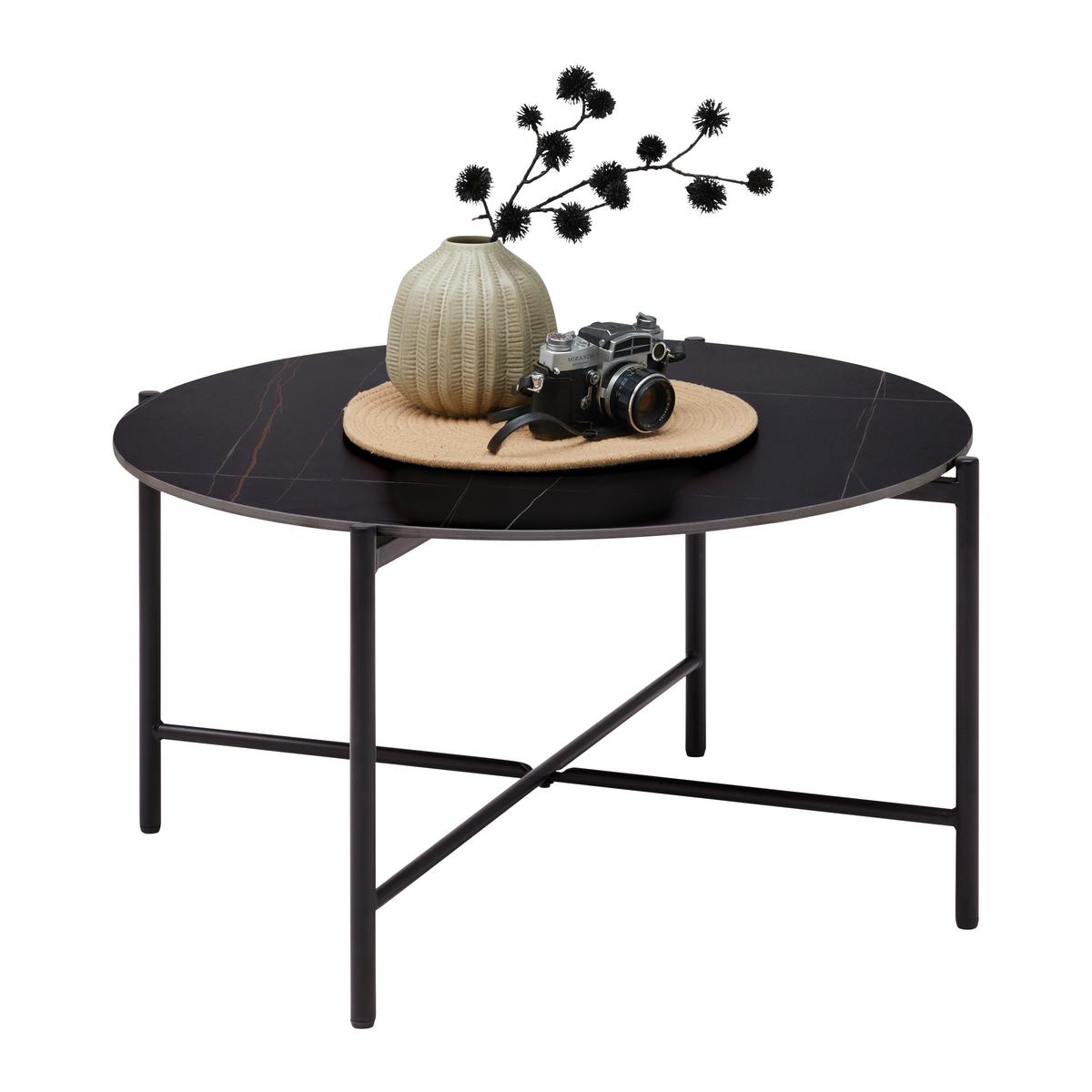 Măsuță de cafea MONZA - negru, Modern, ceramică/metal (80/80/43cm) - Modern Living