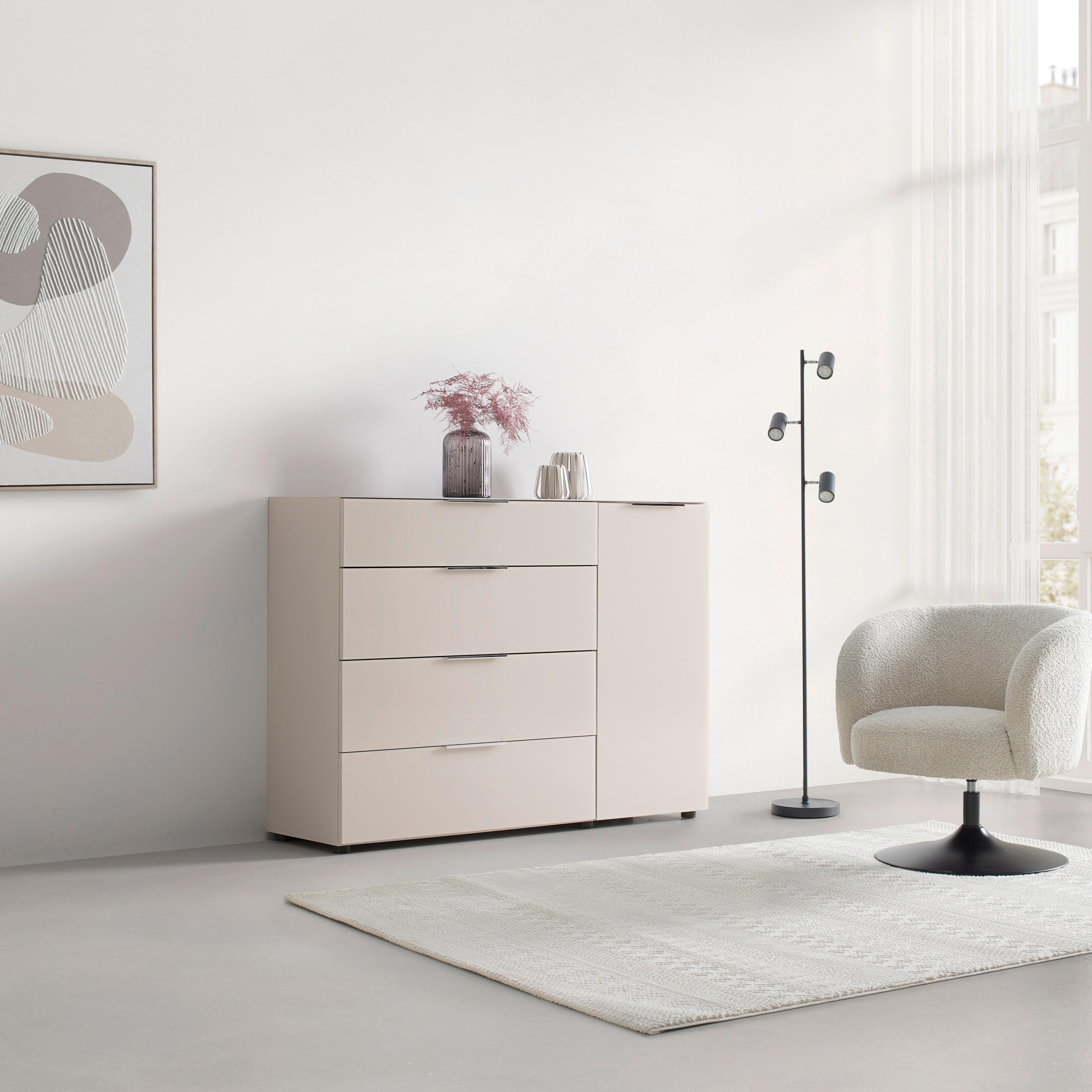 Kommode Siena Kaschmirfarben - Chromfarben/Kaschmir, MODERN, Glas/Holzwerkstoff (135/99/40cm) - Mömax