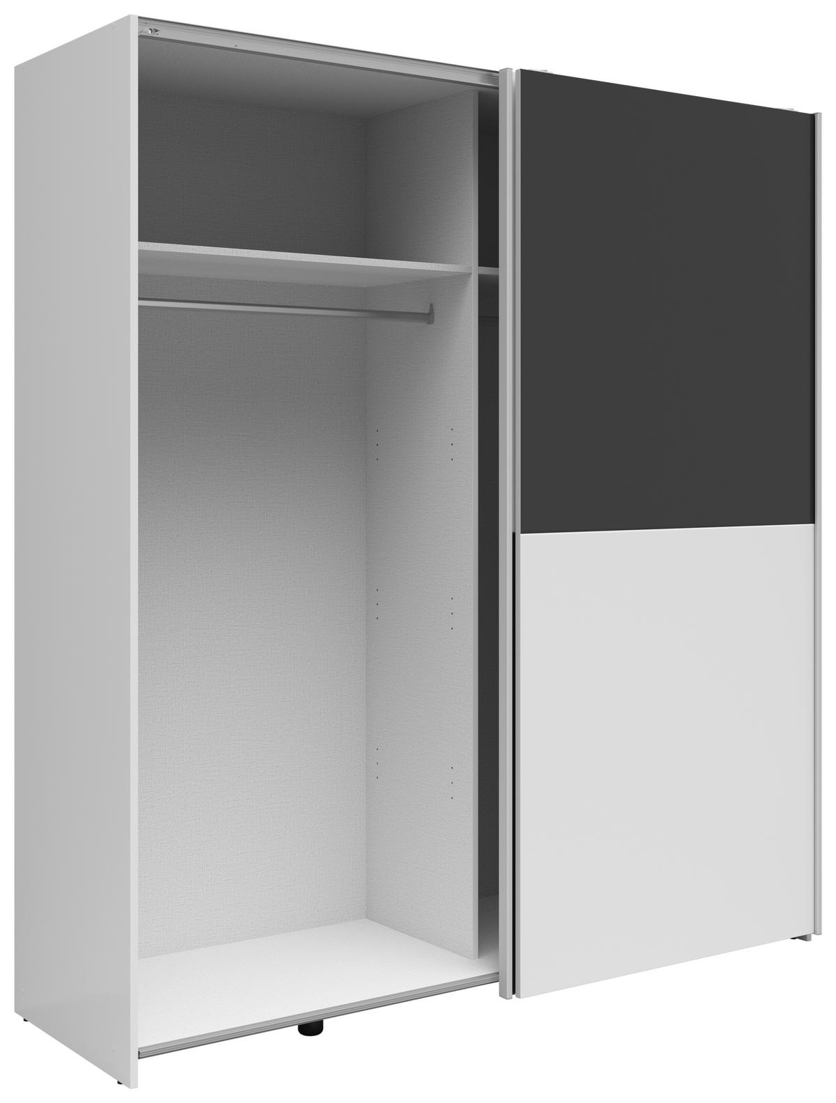 Schwebetürenschrank Time Weiß/Graphitfarben - Silberfarben/Graphitfarben, Holzwerkstoff/Kunststoff (170/191/59cm) - Based