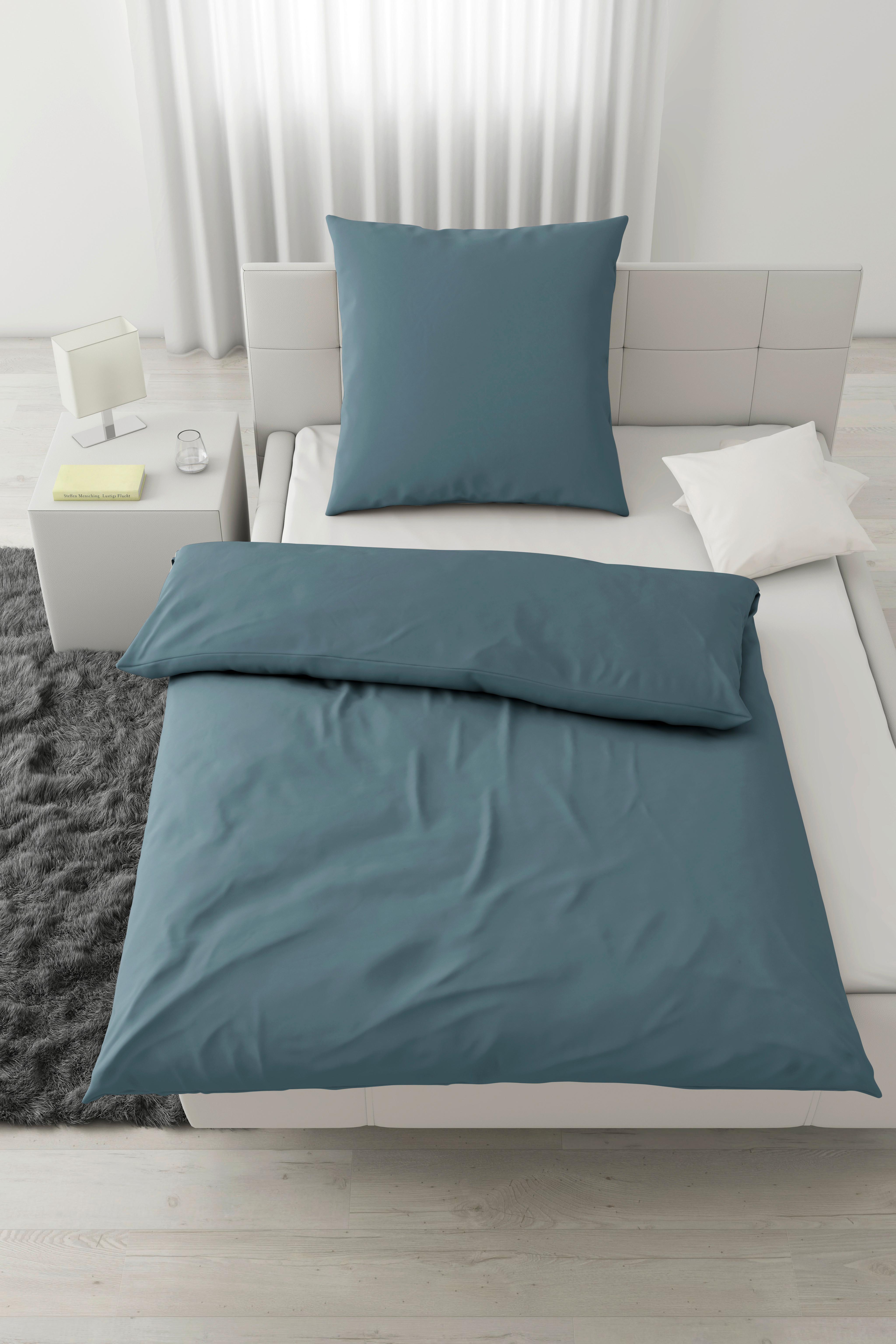 Bettwäsche Bio-Anna Blau ca. 135x200cm - Blau, Natur, Textil (135/200cm) - ecoTree