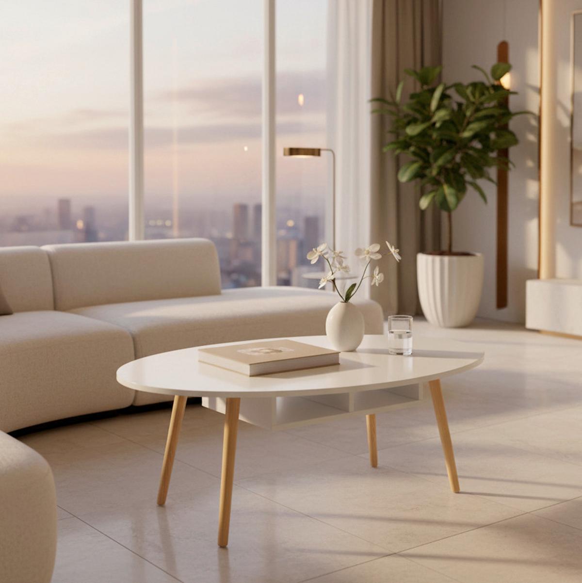 Couchtisch Silvio Weiß/Pinienfarben MDF/Holz - Weiß/Pinienfarben, MODERN, Holz/Holzwerkstoff (100/50/42,5cm) - Bessagi Home