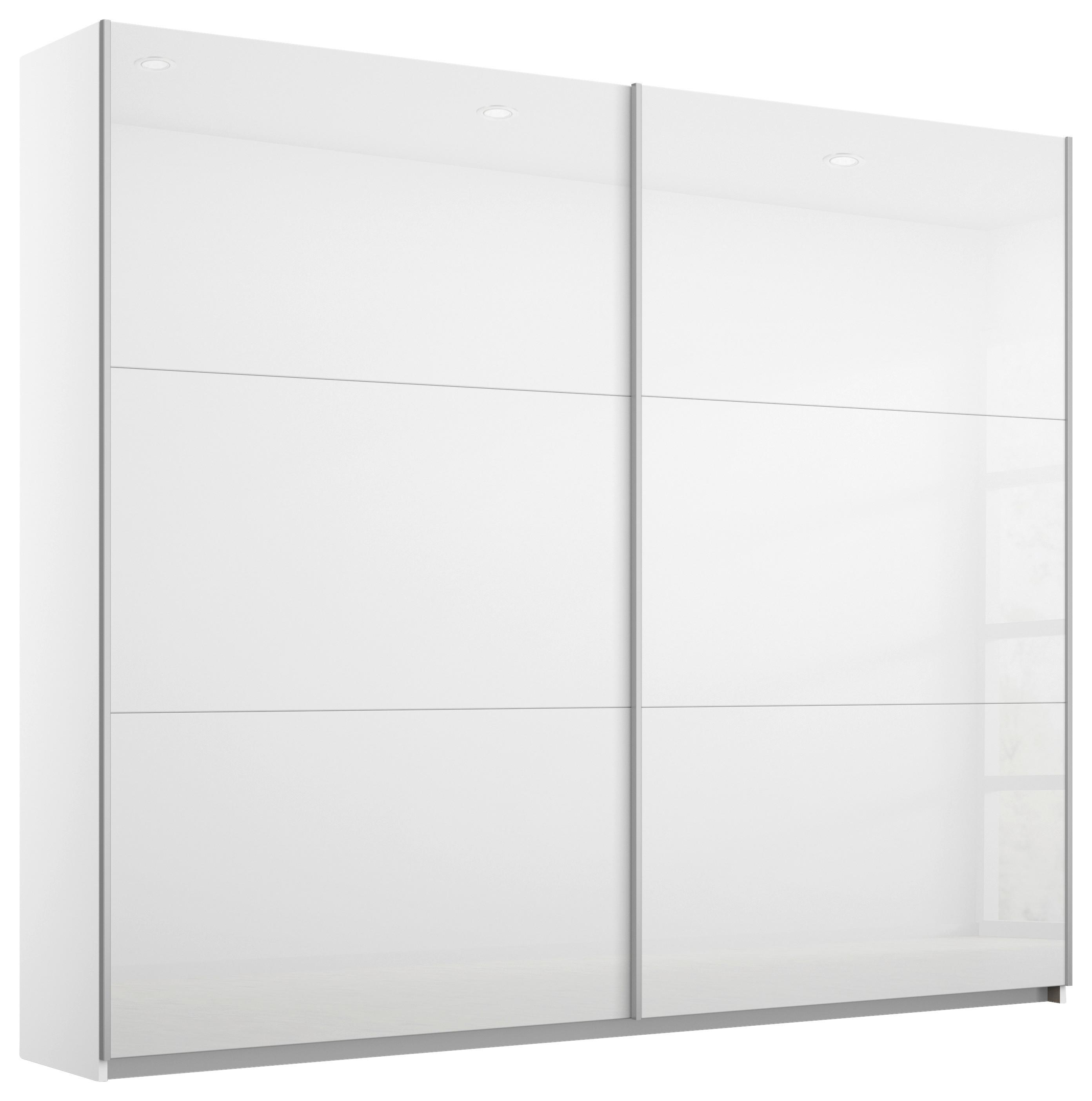 Tolóajtós Szekrény Aurelio - alumíniumszínű/fehér, Modern, faalapú anyag/fém (218/210/59cm)