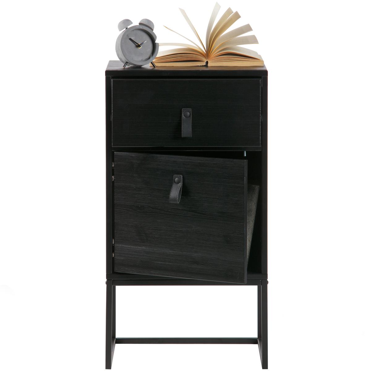 Nachtkästchen Zola Schwarz - Schwarz, Basics, Holz/Metall (74/40/35cm) - MID.YOU