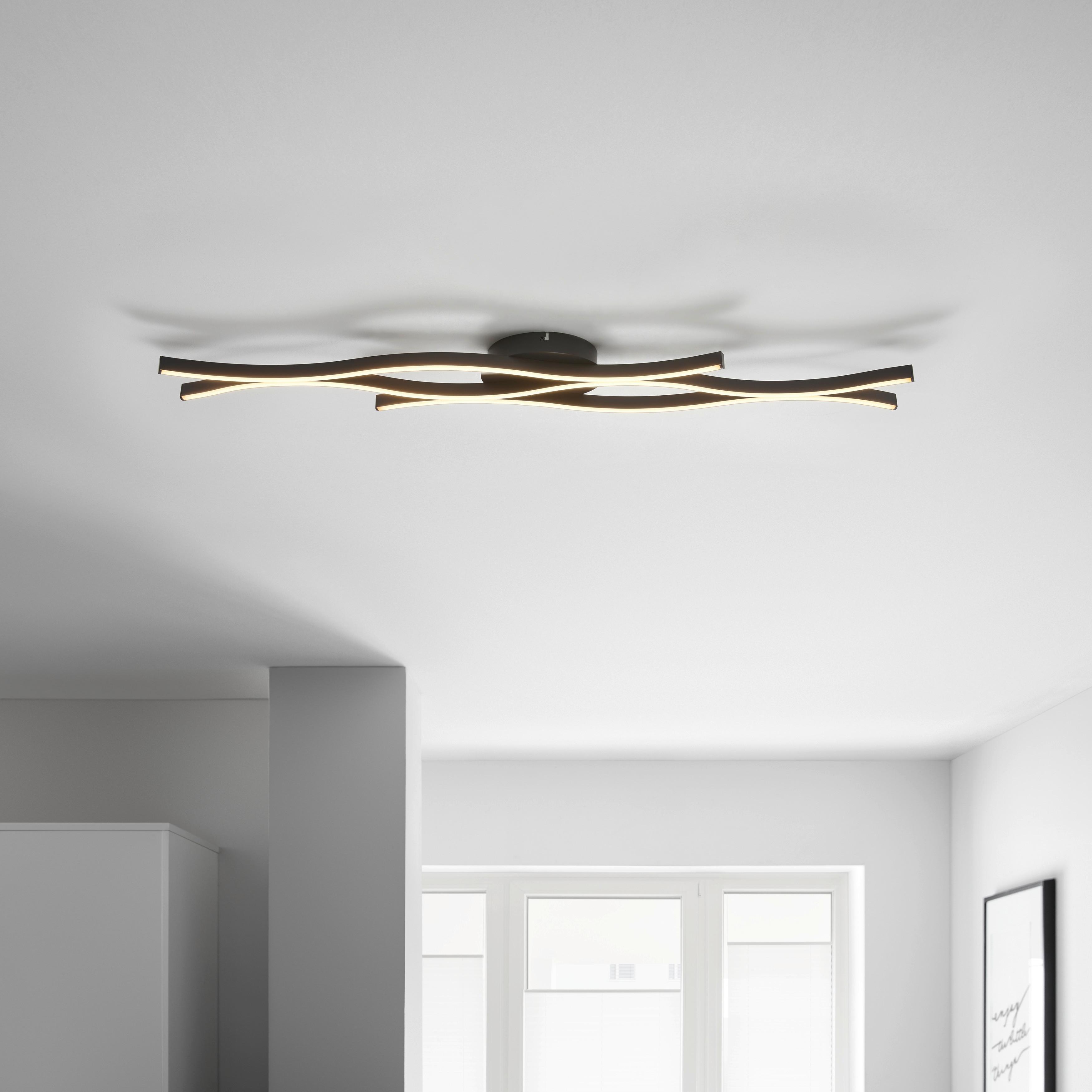 LED-TAKLAMPA RELO - opal/svart, Modern, metall/plast (107,6/18/6cm) - Mömax