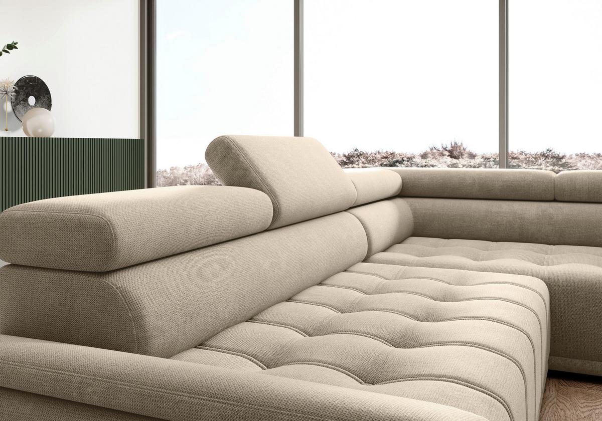 Kutna Garnitura Gremio - bež/crna, Moderno, tekstil/plastika (283/106cm) - Modern Living