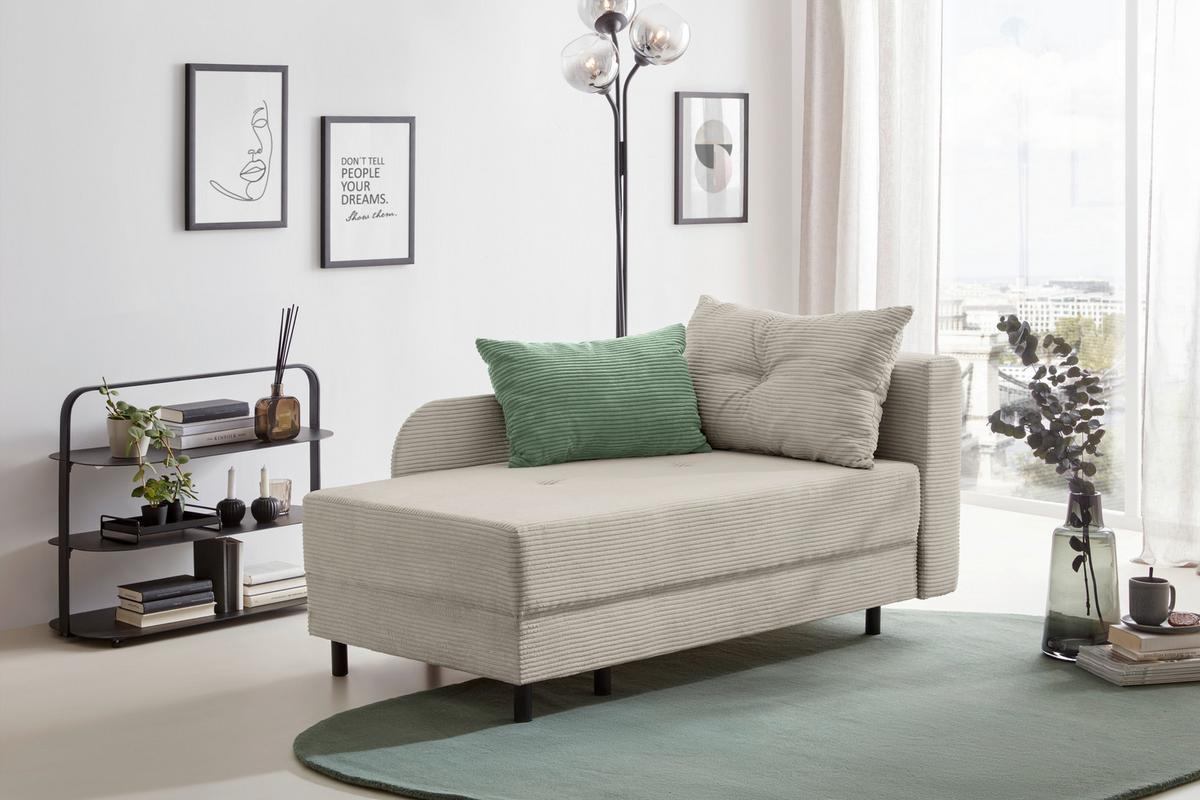 Liege Nova Beige - Beige/Schwarz, MODERN, Holz/Textil (145/62/85cm) - Mömax