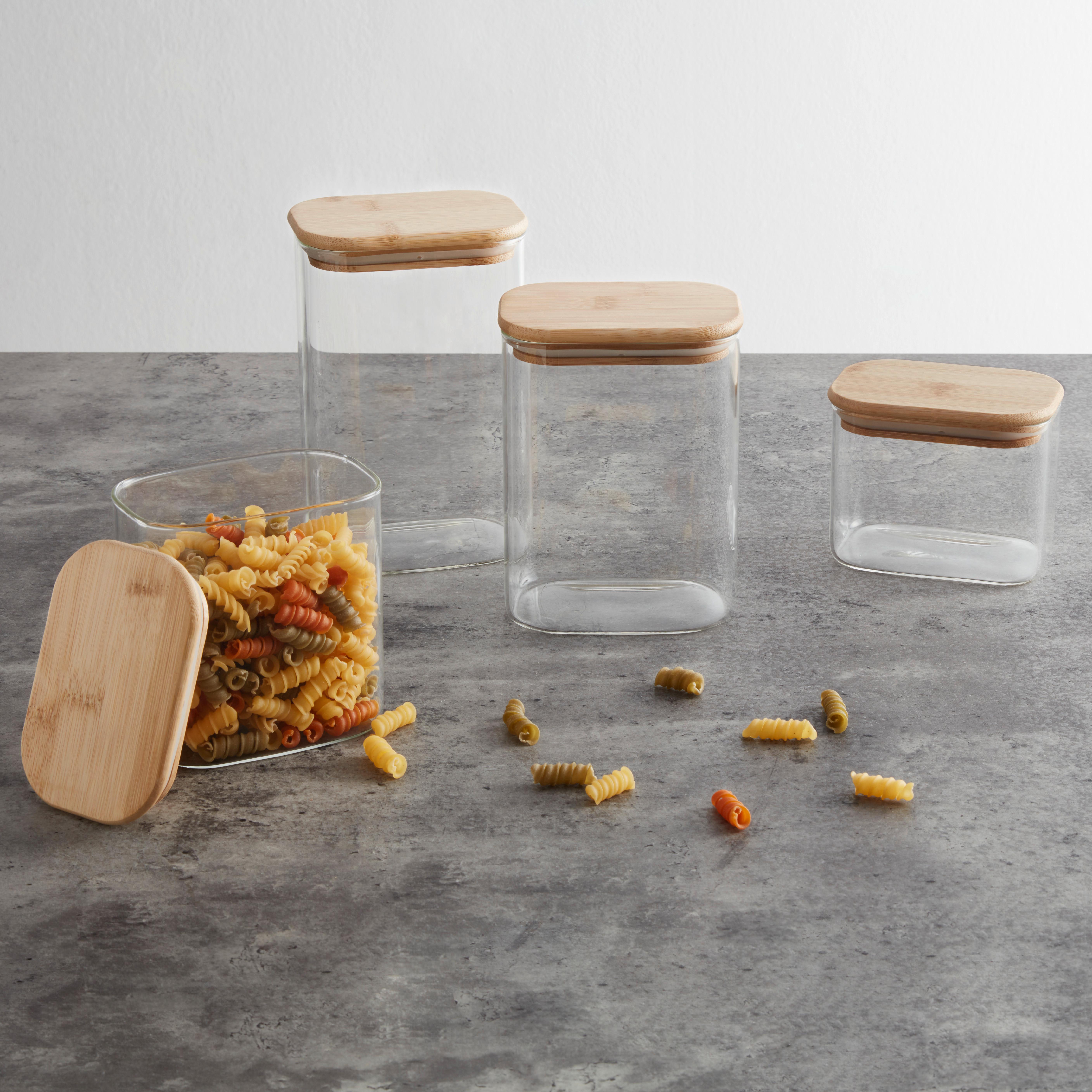 Vorratsdose Haldor ca. 0,64l - Klar/Transparent, KONVENTIONELL, Glas/Holz (12,1/8,3/9,6cm) - Mömax