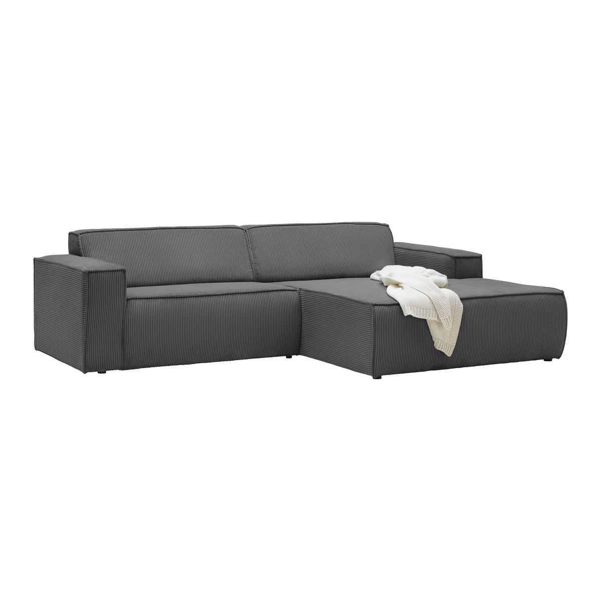 Wohnlandschaft Loft in Anthrazit - Anthrazit/Schwarz, MODERN, Kunststoff/Textil (265/75/172cm) - Mömax