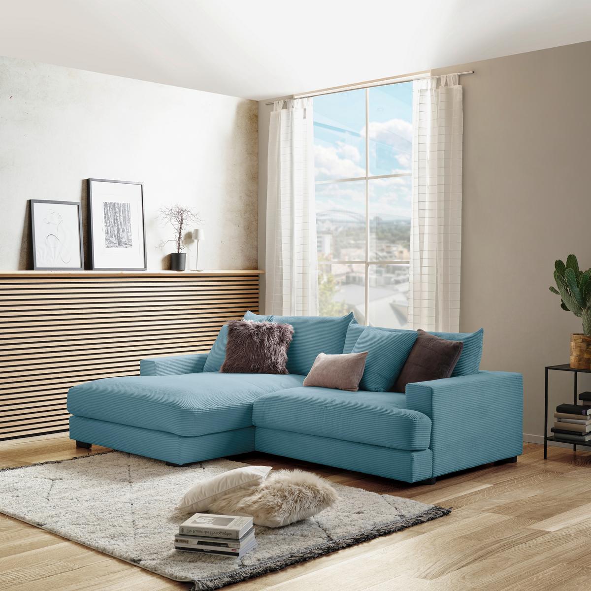 Kutna Garnitura Pelle - tirkizna/crna, Moderno, tekstil (180/265cm) - Modern Living