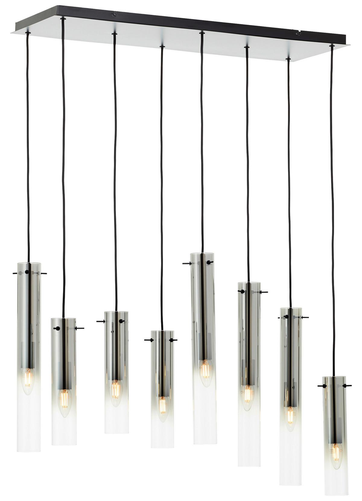 Hängeleuchte Glasini Grau/Schwarz max. 25 Watt - Schwarz/Grau, Design, Glas/Metall (80/30/199cm) - Brilliant
