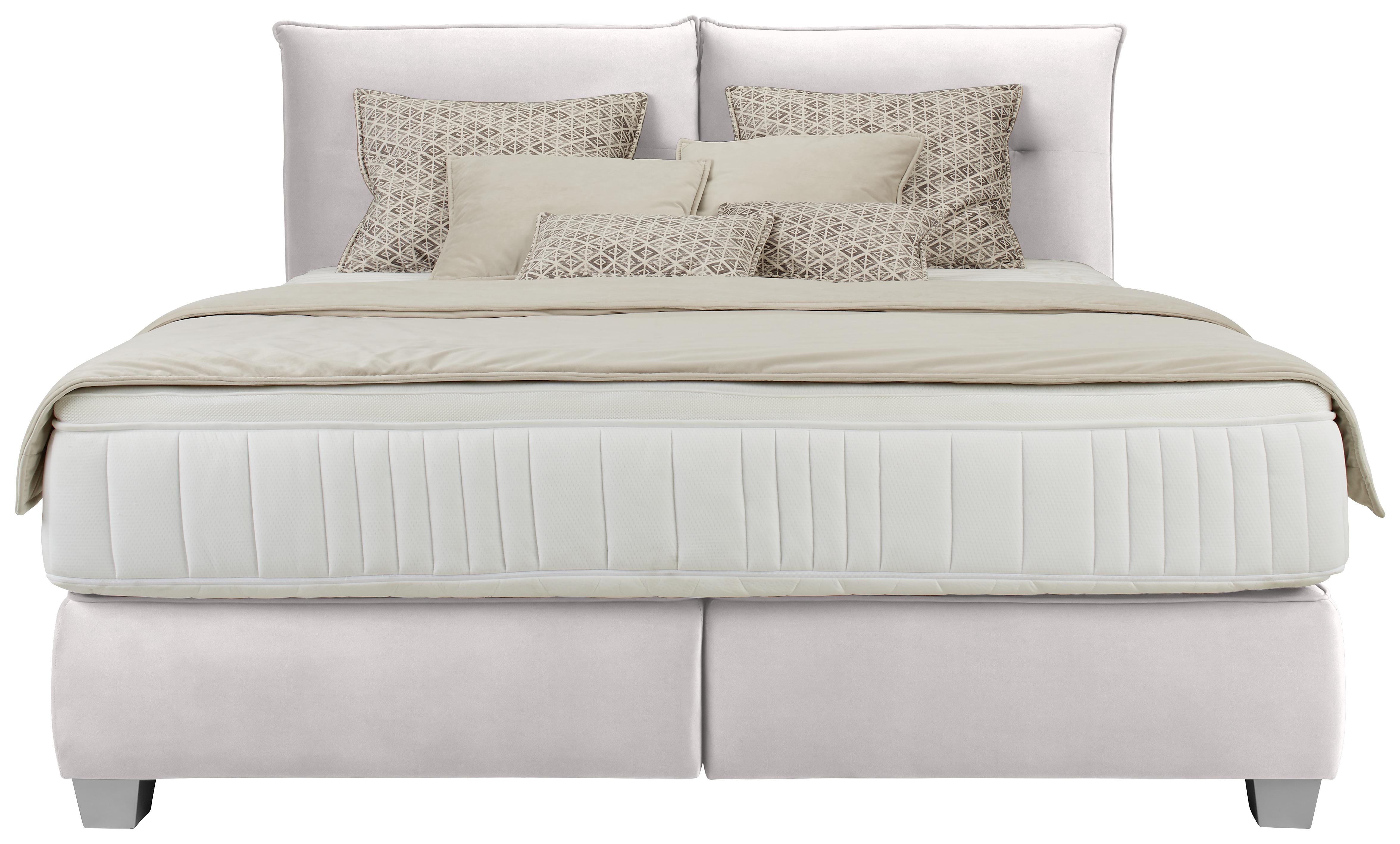 Boxspring Krevet Fog - srebrne boje/boje pijeska, Lifestyle, tekstil/plastika (160/200cm) - Premium Living