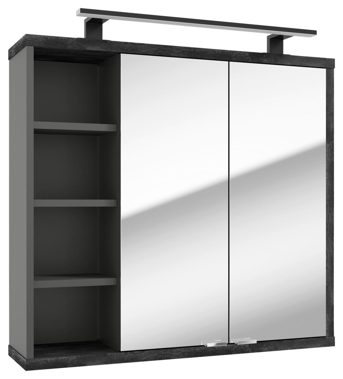 Dulap cu oglindă Camillo - antracit/negru, Modern, sticlă/material pe bază de lemn (80/74/20cm) - Mömax