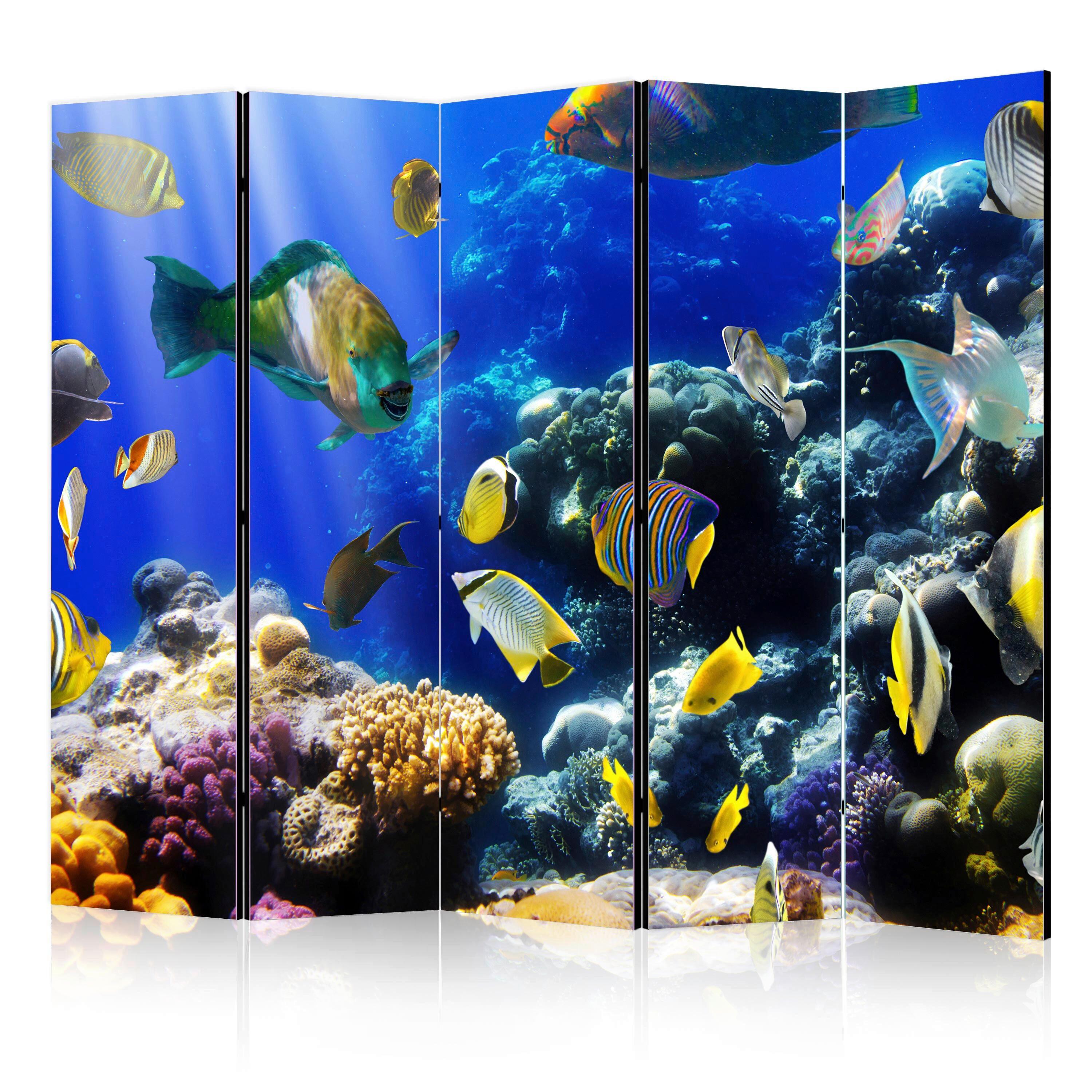 Paravan Underwater Adventure I, 5-Delni, Dvostranski - večbarvno, Basics, tekstil/les (225/172/3cm) - artgeist